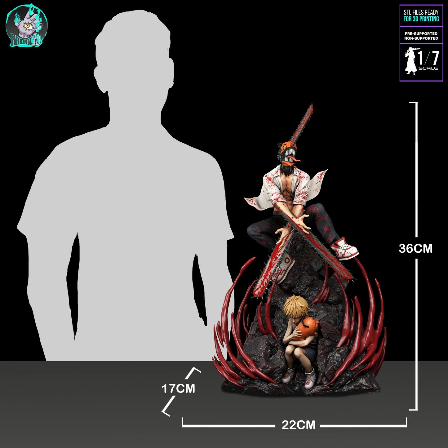 Chainsaw Man - Unassembled and Unpainted Garage Kit - Model Designed By Kaidan3D