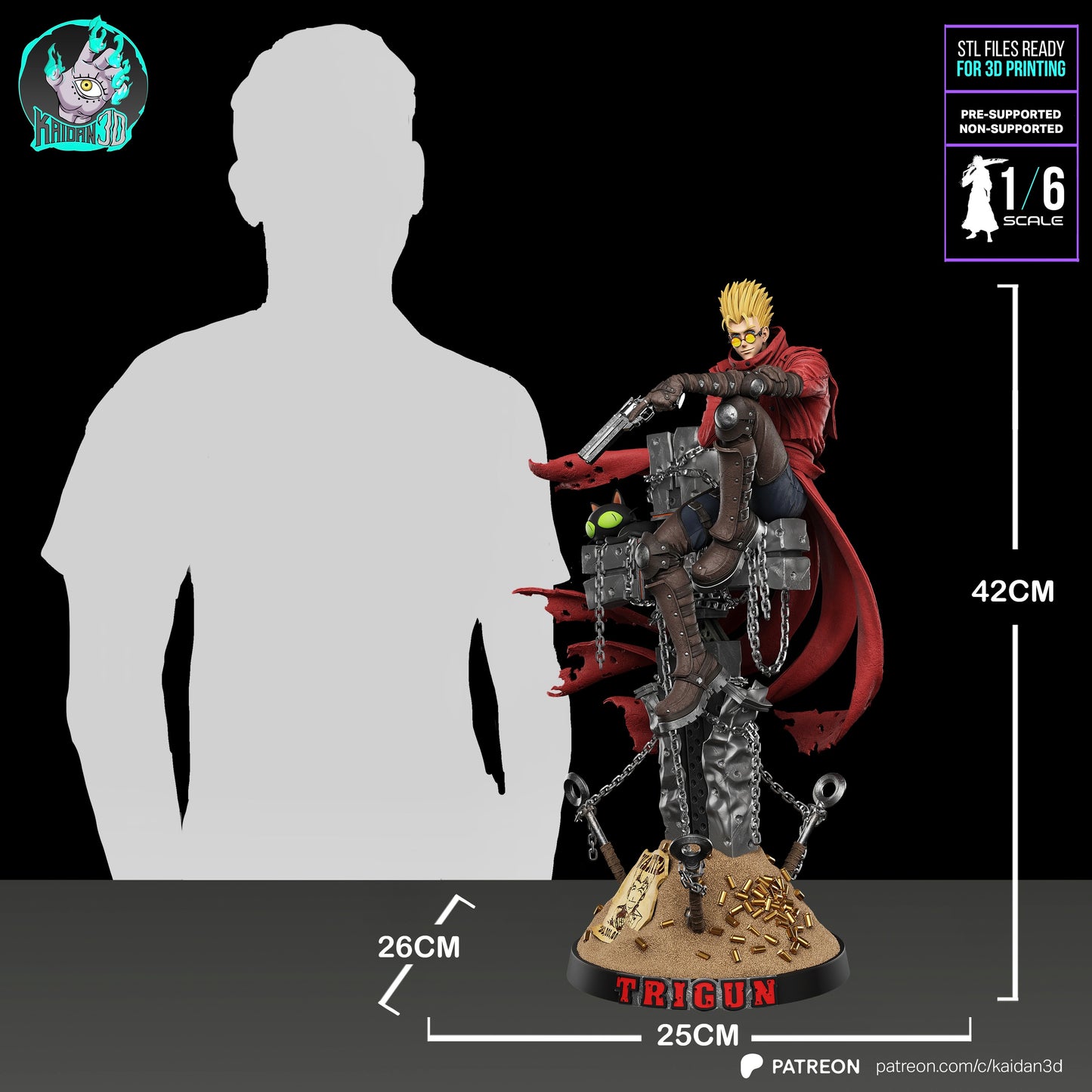 Vash (Head Variant Included) - Unassembled and Unpainted Garage Kit - Model Designed by Kaidan 3D