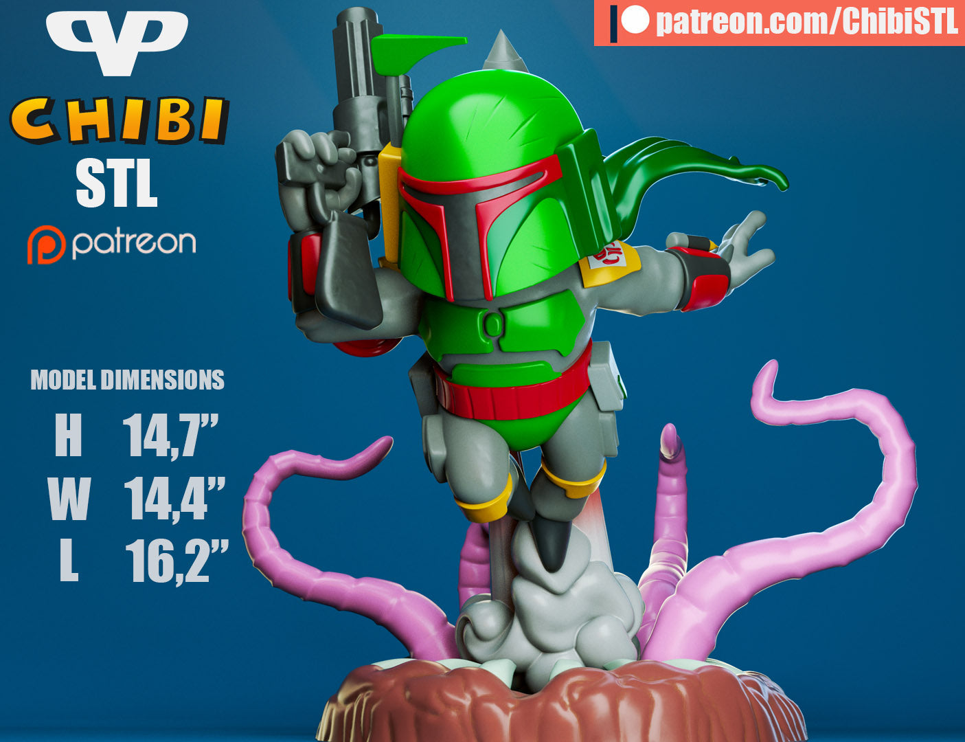 Boba Fett - Unassembled and Unpainted Garage Kit - Model Designed by ChibiSTL