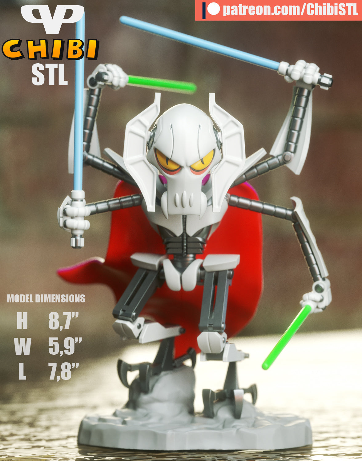 General Grievous - Unassembled and Unpainted Garage Kit - Model Designed by ChibiSTL