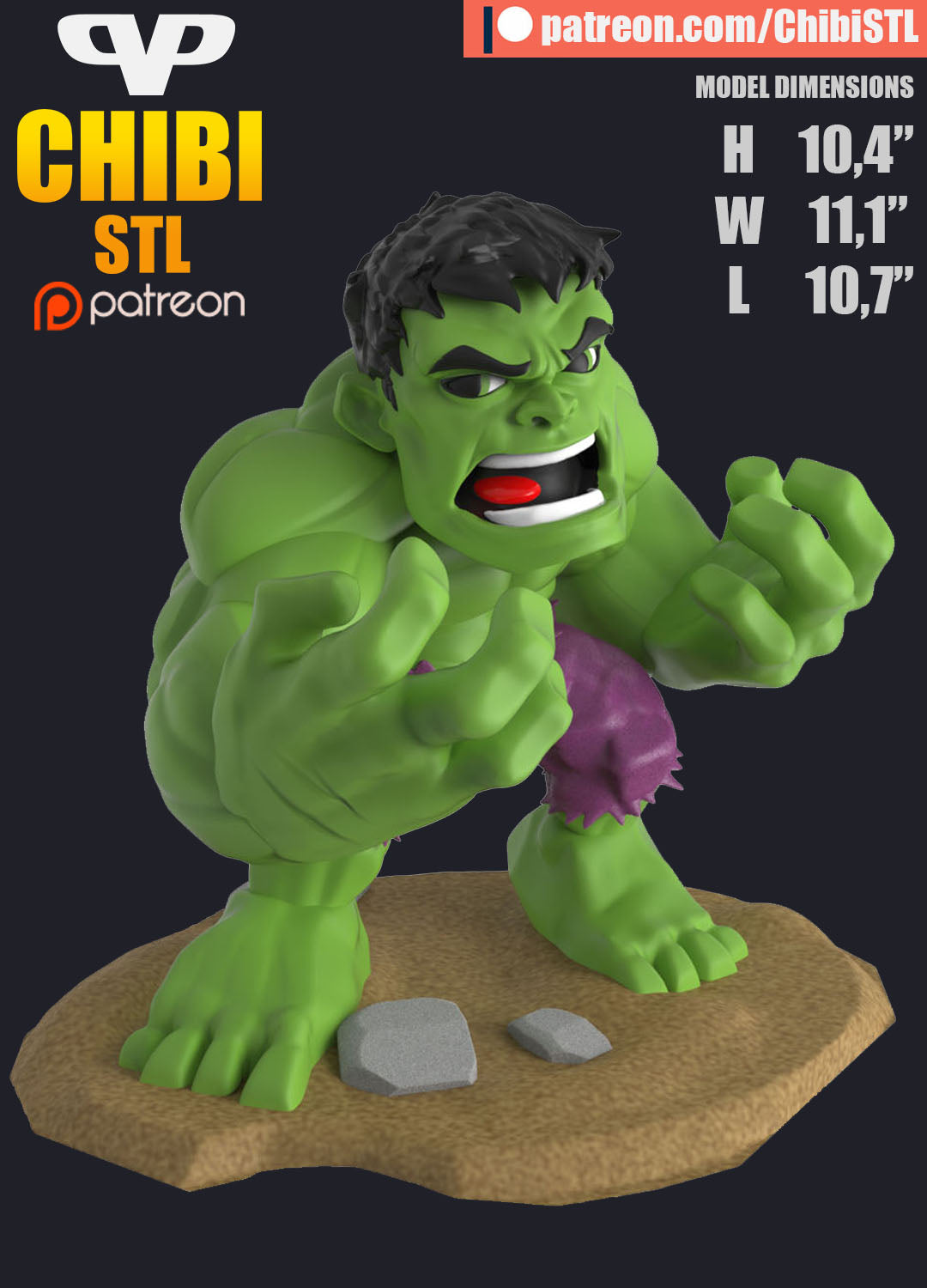 Hulk - Unassembled and Unpainted Garage Kit - Model Designed by ChibiSTL