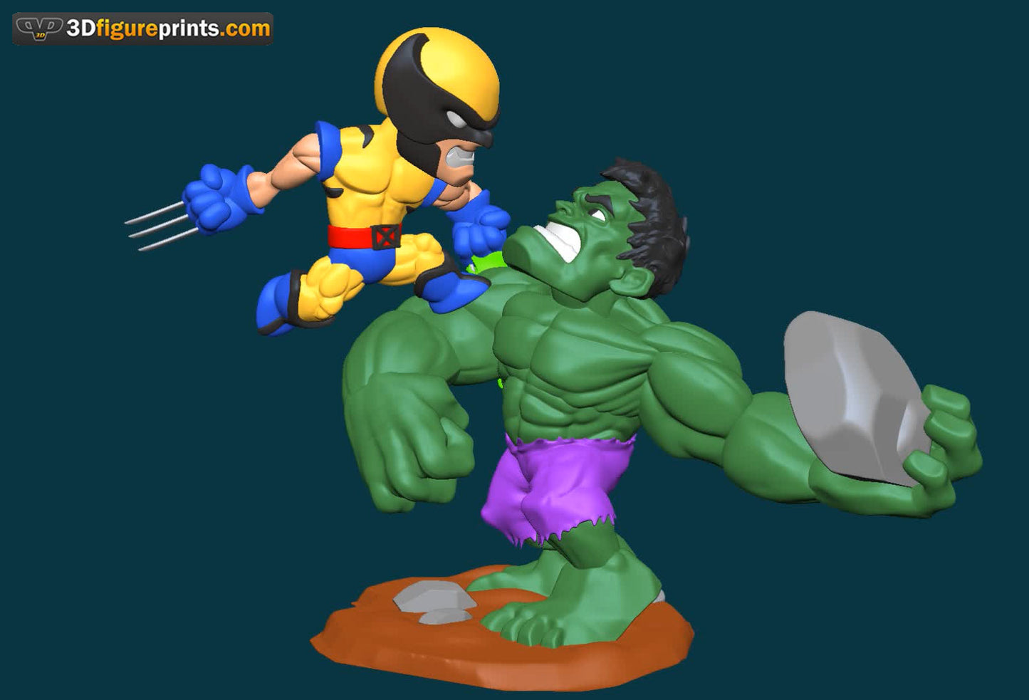 Hulk vs Wolverine - Unassembled and Unpainted Garage Kit - Model Designed by Chibi STL