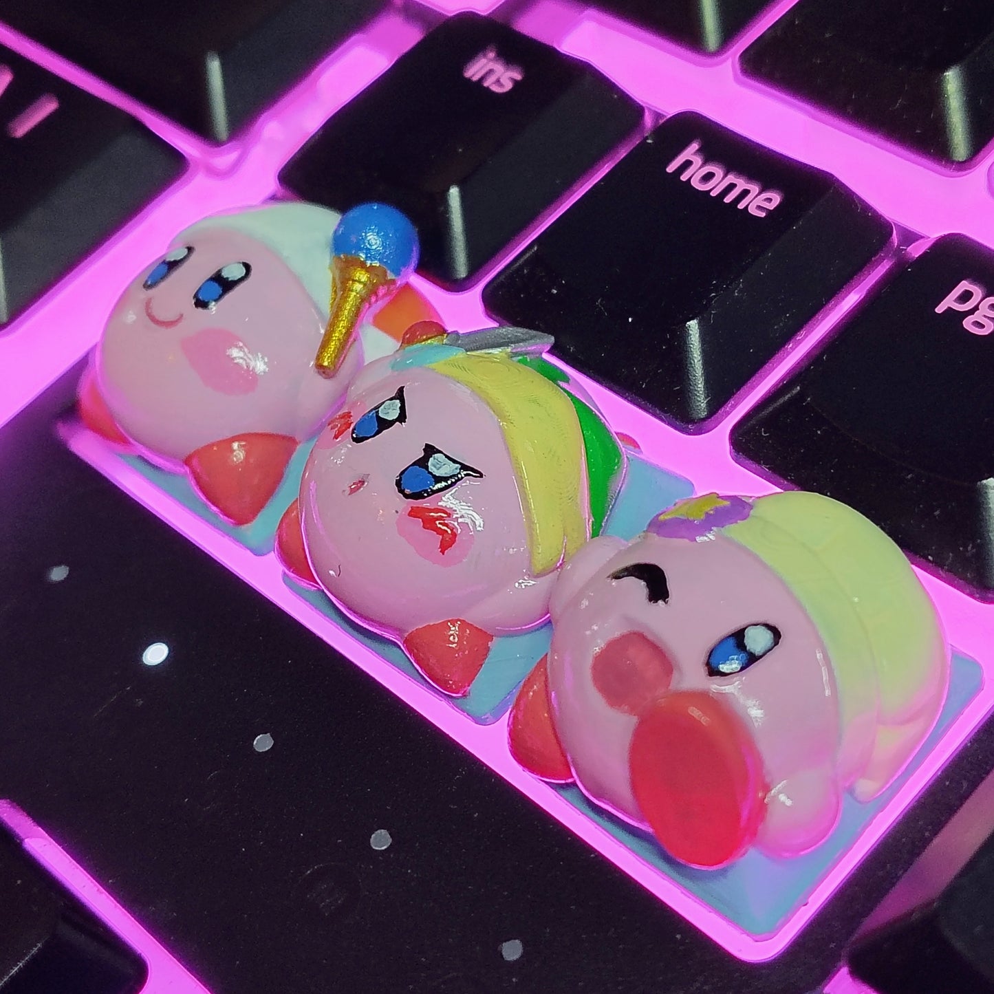 Pink Puffball Keycap Set - 3D Printed and Handpainted - Model by Nomnom Figures