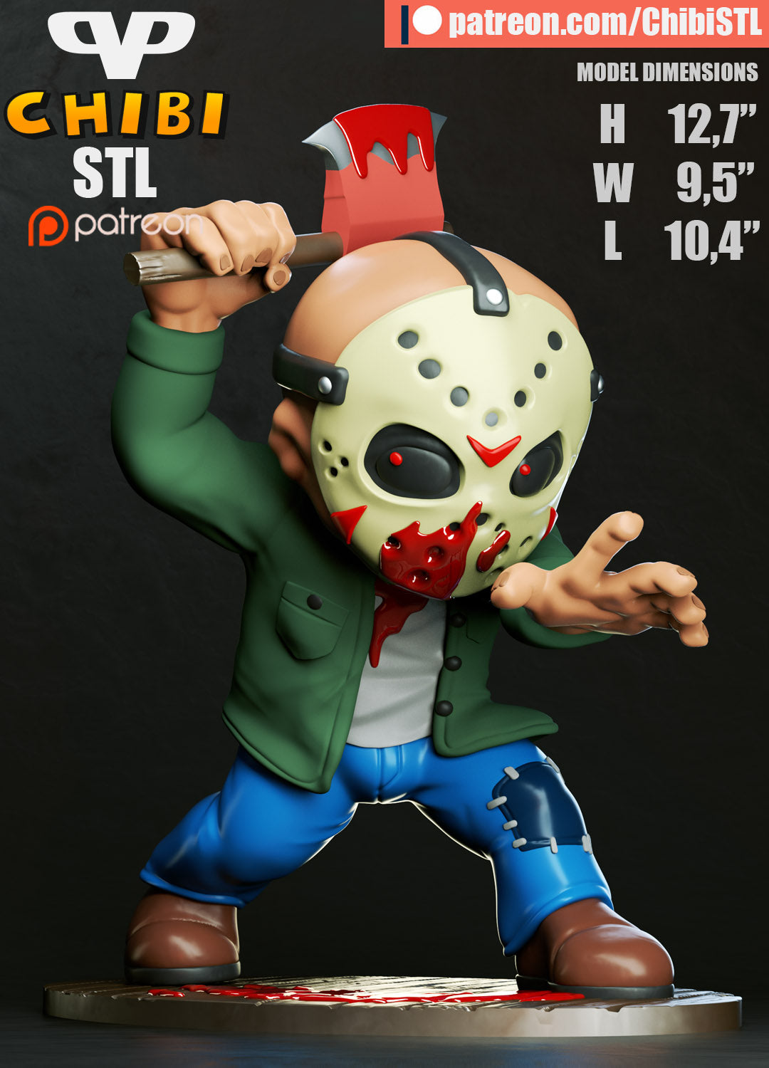 Jason Voorhees - Unassembled and Unpainted Garage Kit - Model Designed by ChibiSTL