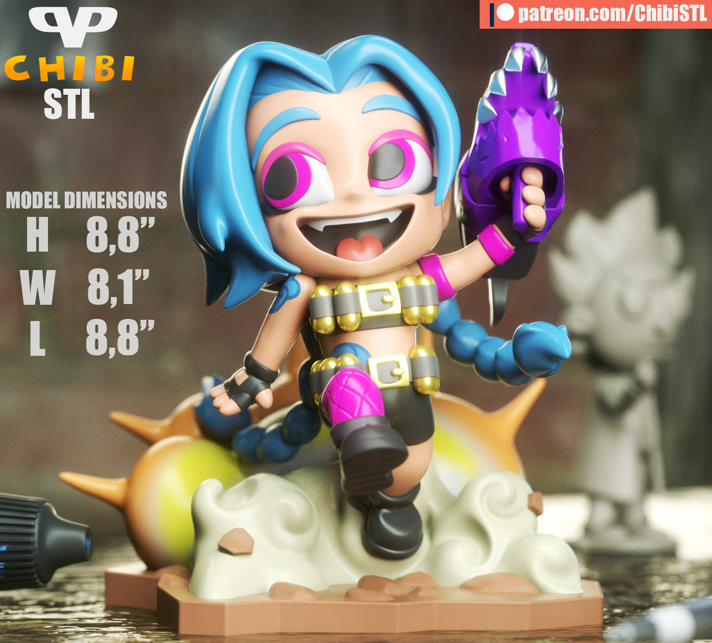 Jinx - Unassembled and Unpainted Garage Kit - Model Designed by ChibiSTL
