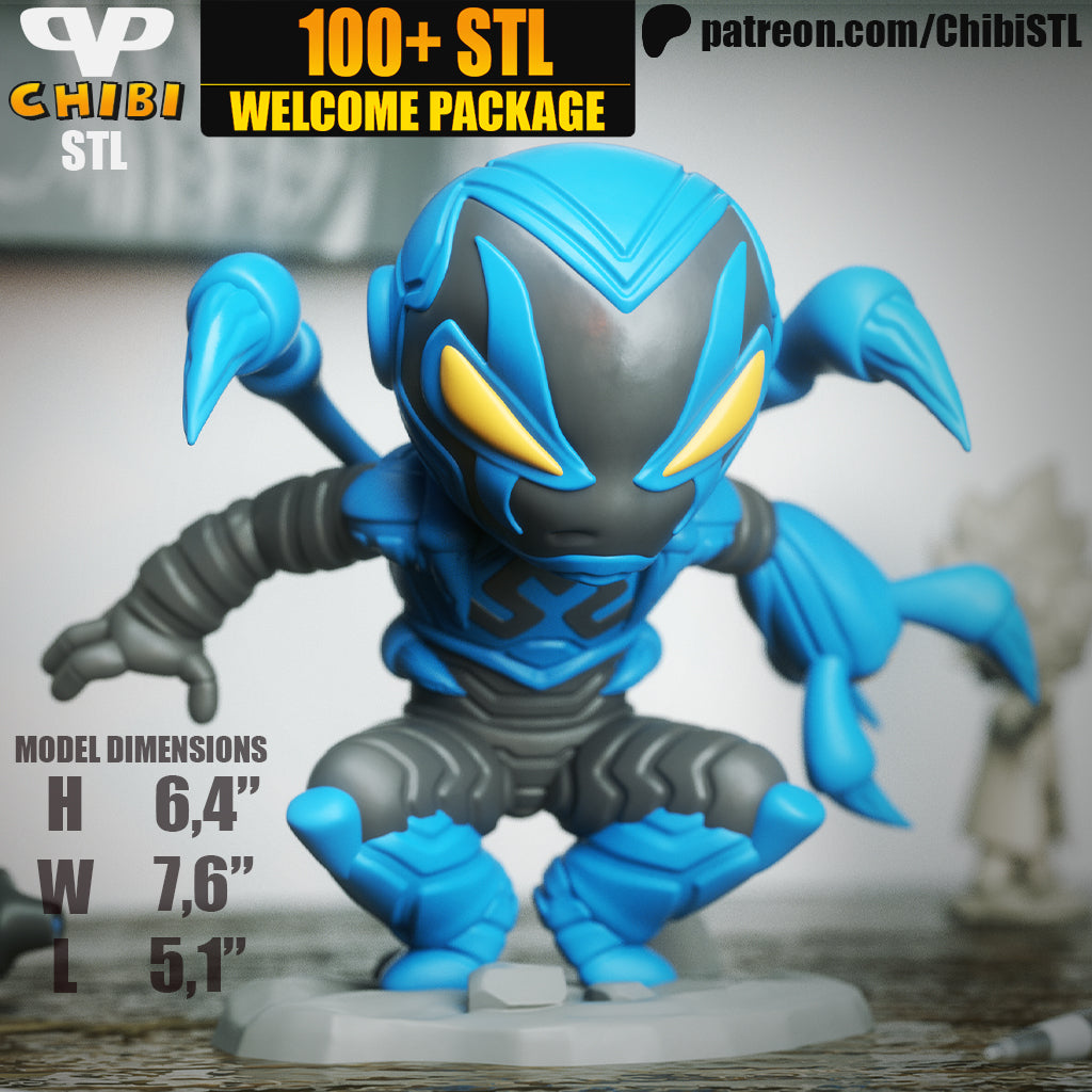 Blue Beetle - Unassembled and Unpainted Garage Kit - Model Designed by ChibiSTL