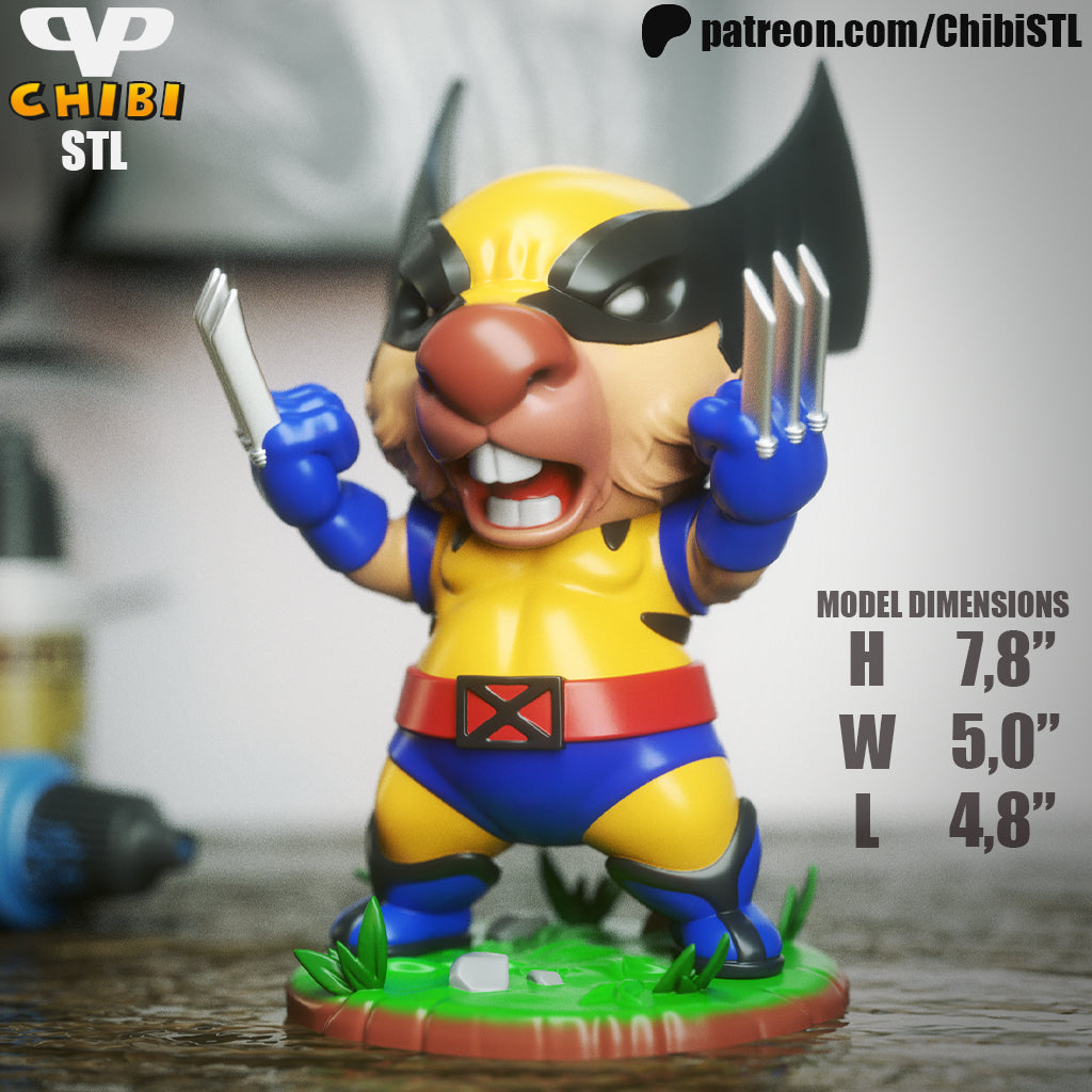 Capybara Wolverine - Unassembled and Unpainted Garage Kit - Model Designed by Chibi STL