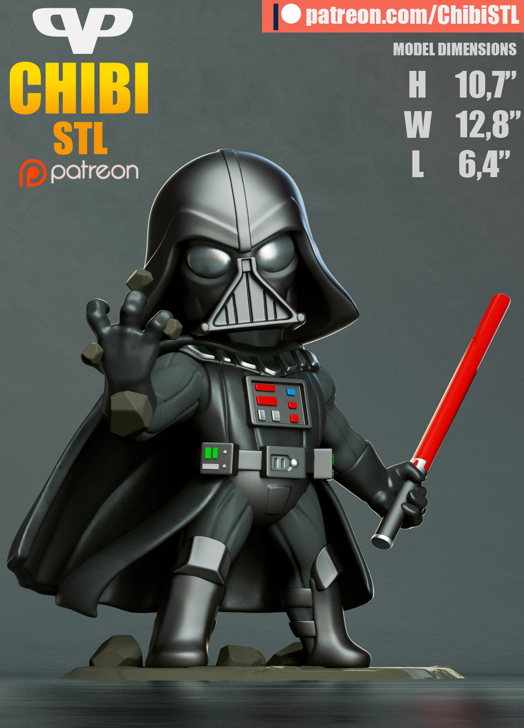 Darth Vader - Unassembled and Unpainted Garage Kit - Model Designed by ChibiSTL