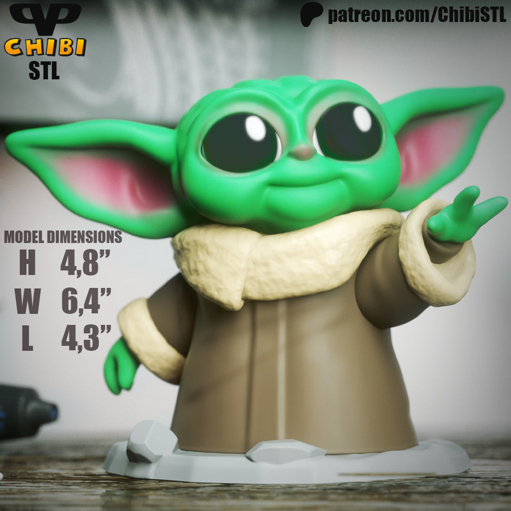 Grogu (Baby Yoda) - Unassembled and Unpainted Garage Kit - Model Designed by ChibiSTL