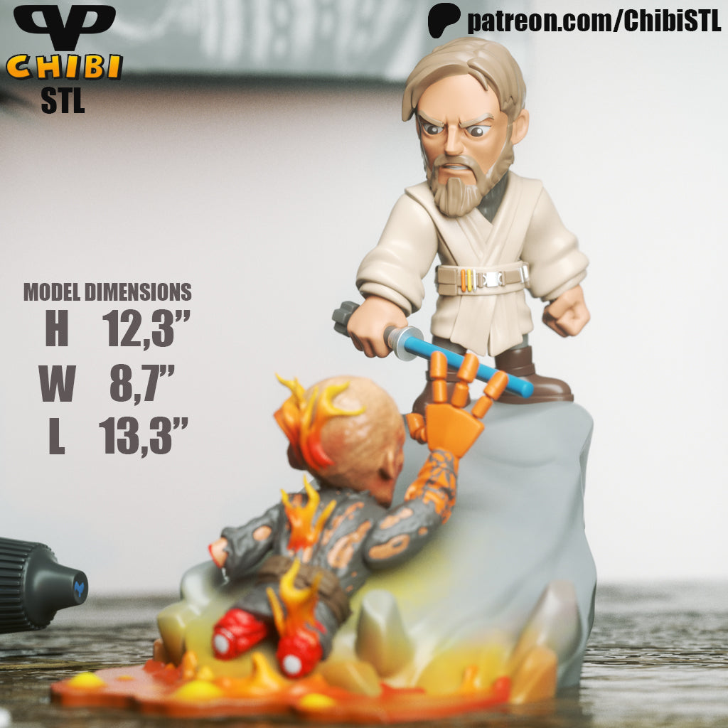 Oni Wan vs Anakin - Unassembled and Unpainted Garage Kit - Model Designed by ChibiSTL