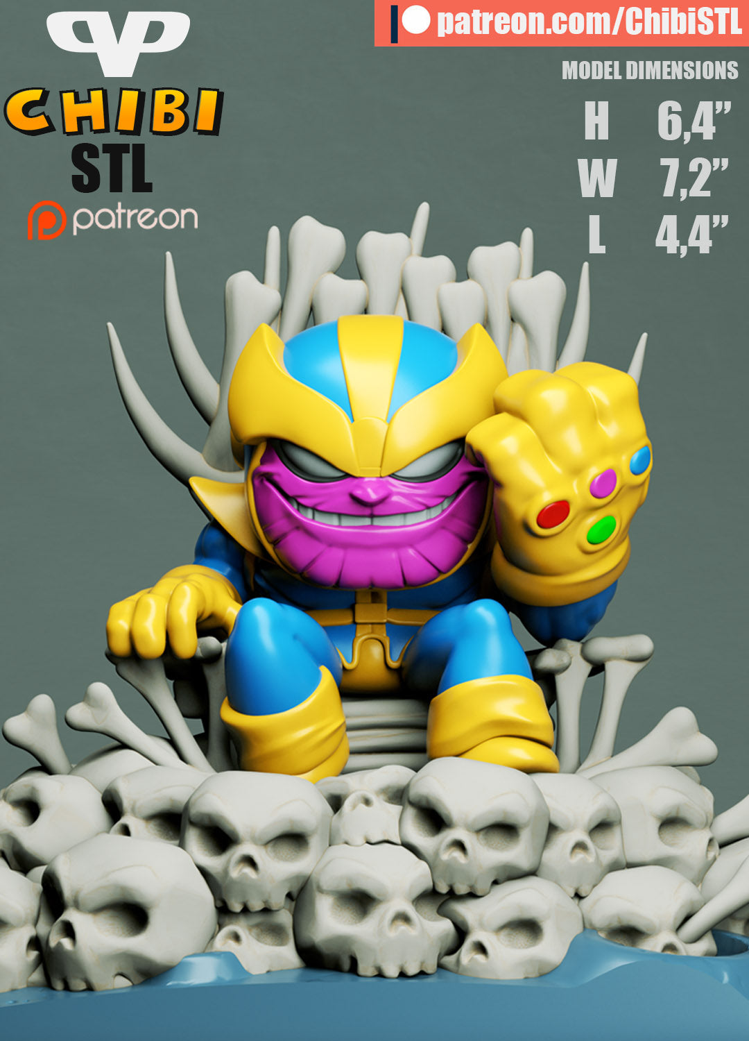 Thanos - Unassembled and Unpainted Garage Kit - Model Designed by ChibiSTL