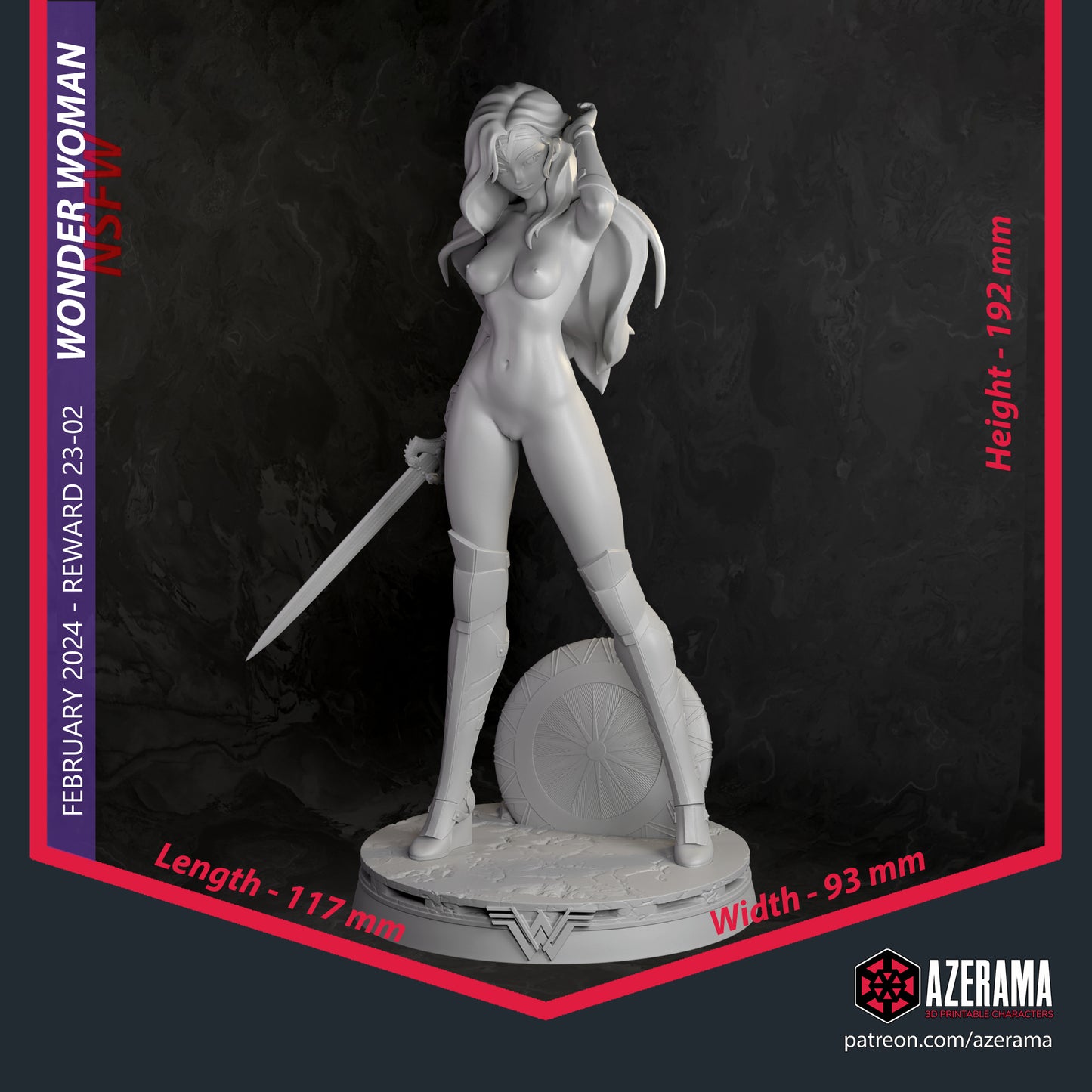 Anime Wonder Woman NSFW - Unassembled and Unpainted Garage Kit - Model Designed by Azerama