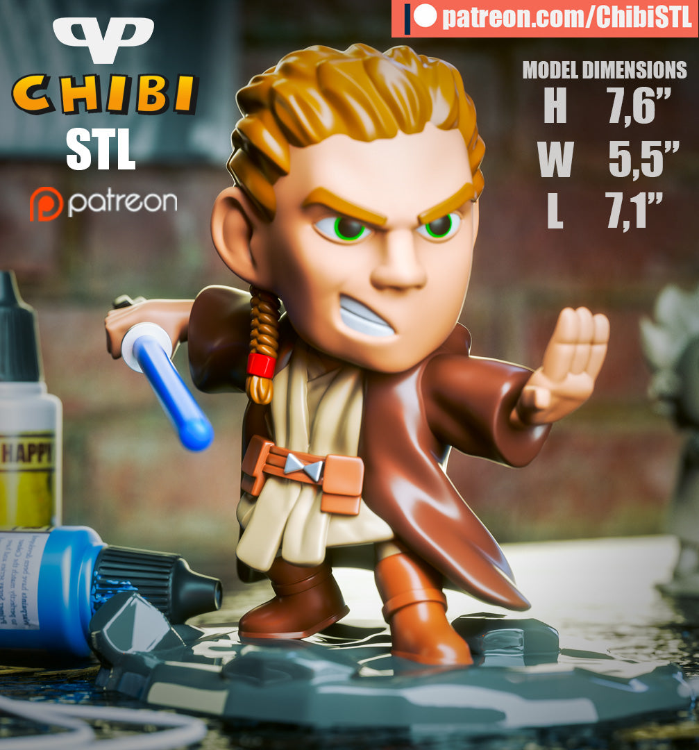 Young Obi Wan - Unassembled and Unpainted Garage Kit - Model Designed by ChibiSTL