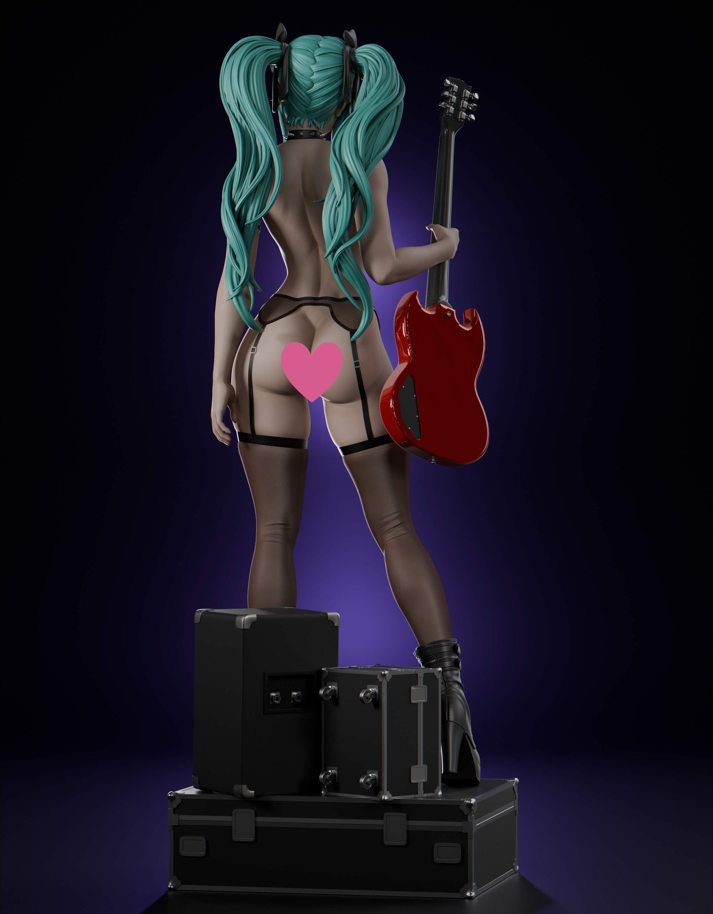 Rock Miku NSFW - Unassembled and Unpainted Garage Kit - Model Designed by Abe3D/Lira