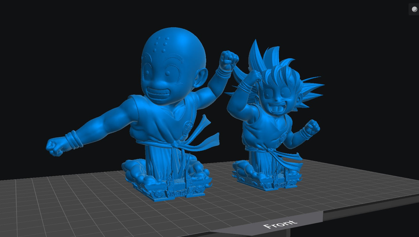Kid Goku vs Krillin - Unassembled and Unpainted Garage Kit - Model Designed by Sekai3D