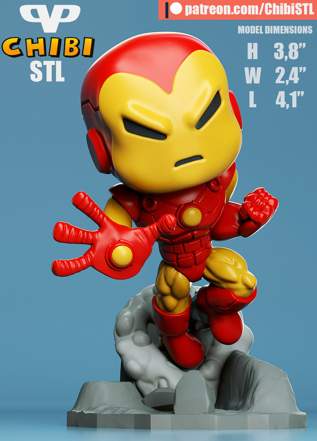 Iron Man - Unassembled and Unpainted Garage Kit - Model Designed by ChibiSTL