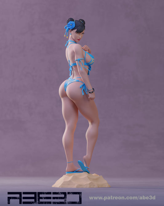 Chun Li SF5 Bikini (SKIRT INCLUDED)  - Unassembled and Unpainted Garage Kit - Model Designed by Abe3d