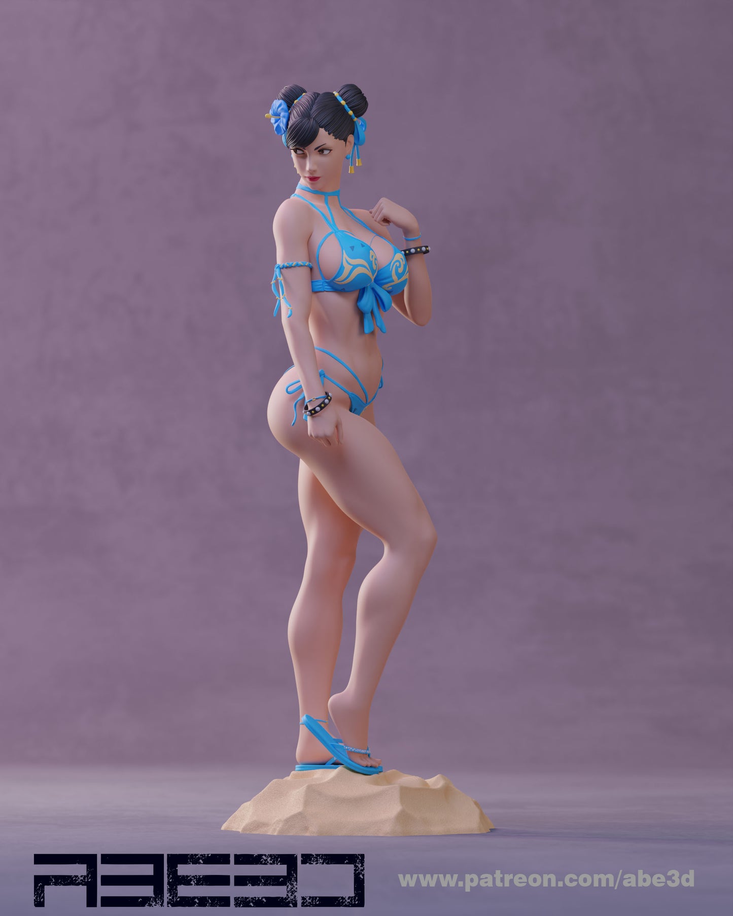 Chun Li SF5 Bikini (SKIRT INCLUDED)  - Unassembled and Unpainted Garage Kit - Model Designed by Abe3d
