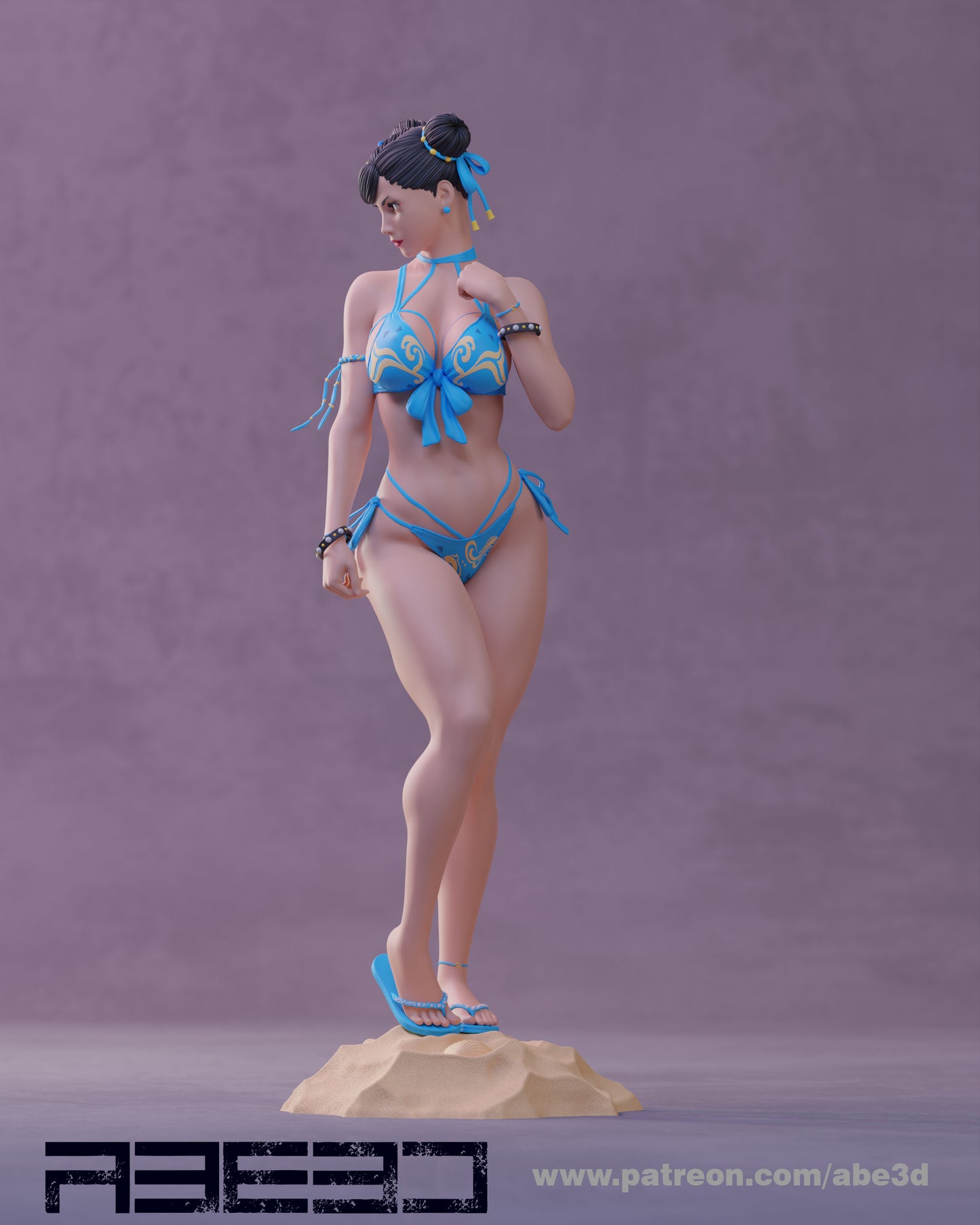 Chun Li SF5 Bikini (SKIRT INCLUDED)  - Unassembled and Unpainted Garage Kit - Model Designed by Abe3d