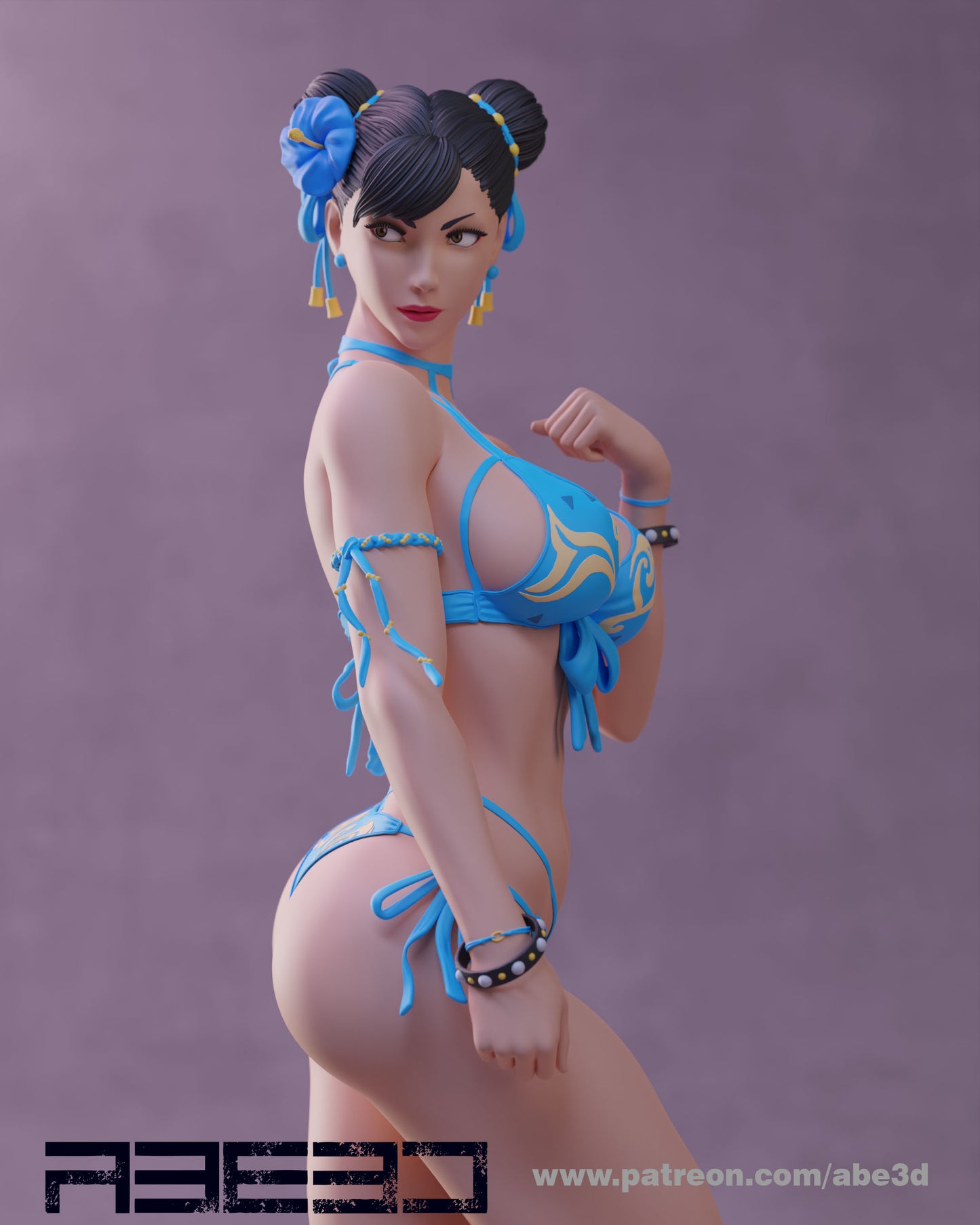 Chun Li SF5 Bikini (SKIRT INCLUDED)  - Unassembled and Unpainted Garage Kit - Model Designed by Abe3d