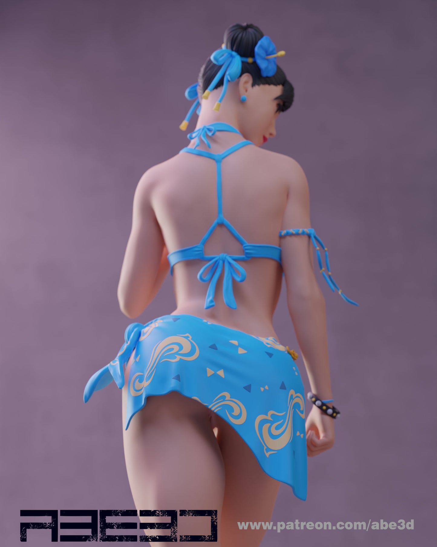 Chun Li SF5 Bikini (SKIRT INCLUDED)  - Unassembled and Unpainted Garage Kit - Model Designed by Abe3d