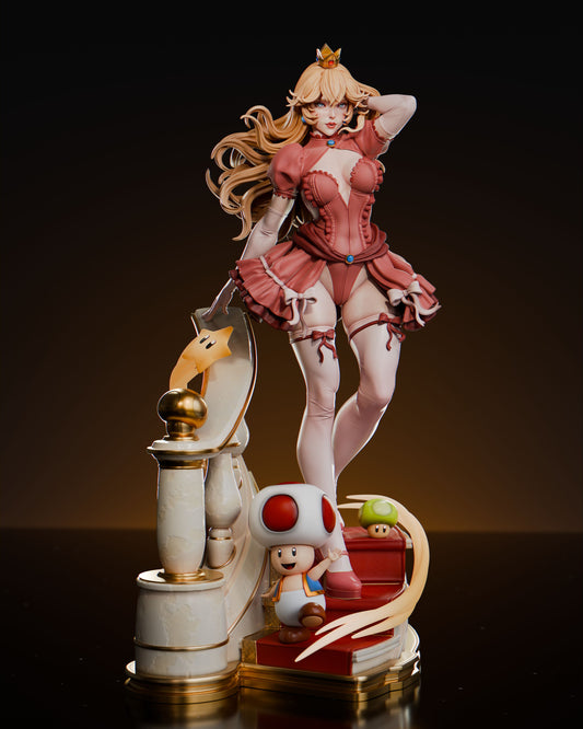 Princess Peach (SKIRT VARAINT INCLUDED)- Unassembled and Unpainted Garage Kit - Model Designed by Abe3D/Davi