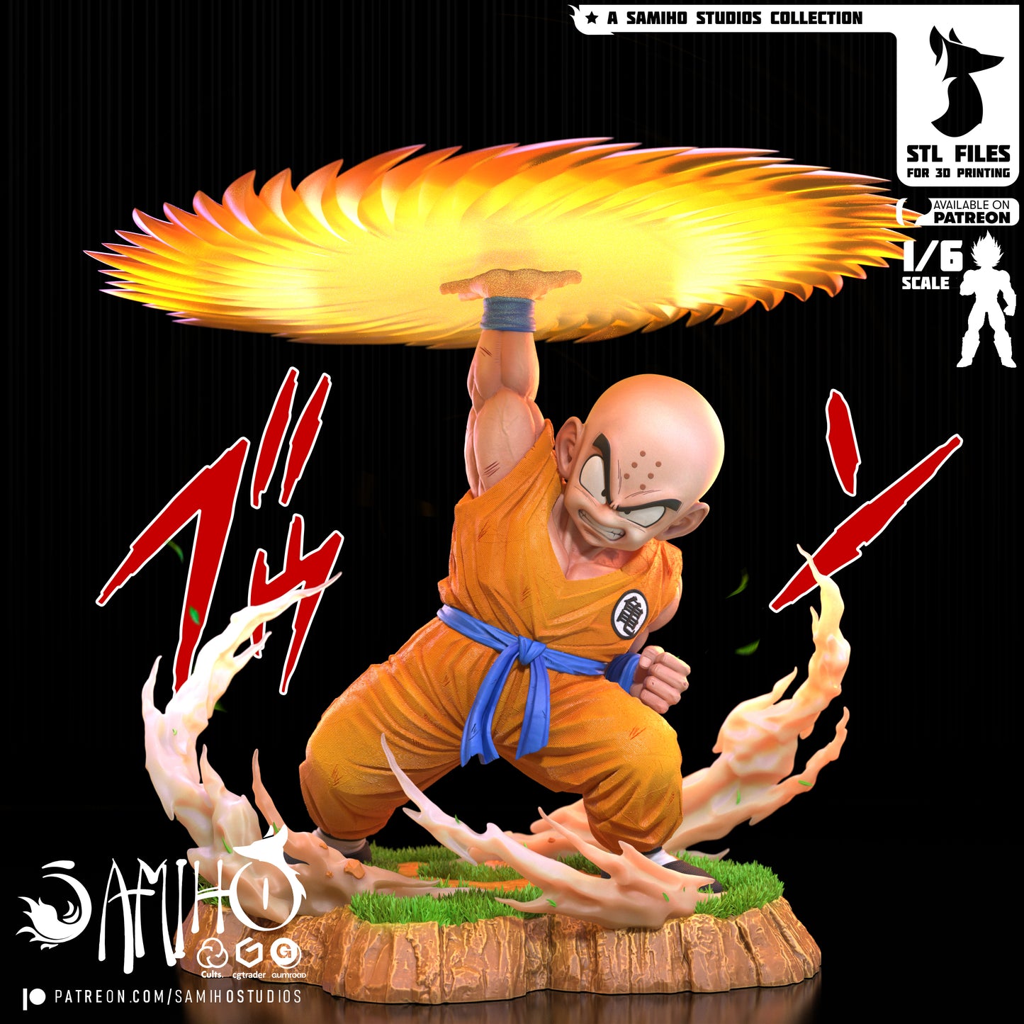 Krillin - Unassembled and Unpainted Garage Kit - Model Designed by Samiho Studios