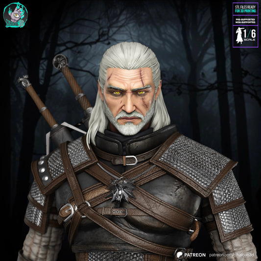 Geralt - Unassembled and Unpainted Garage Kit - Model Designed by Kaidan3D