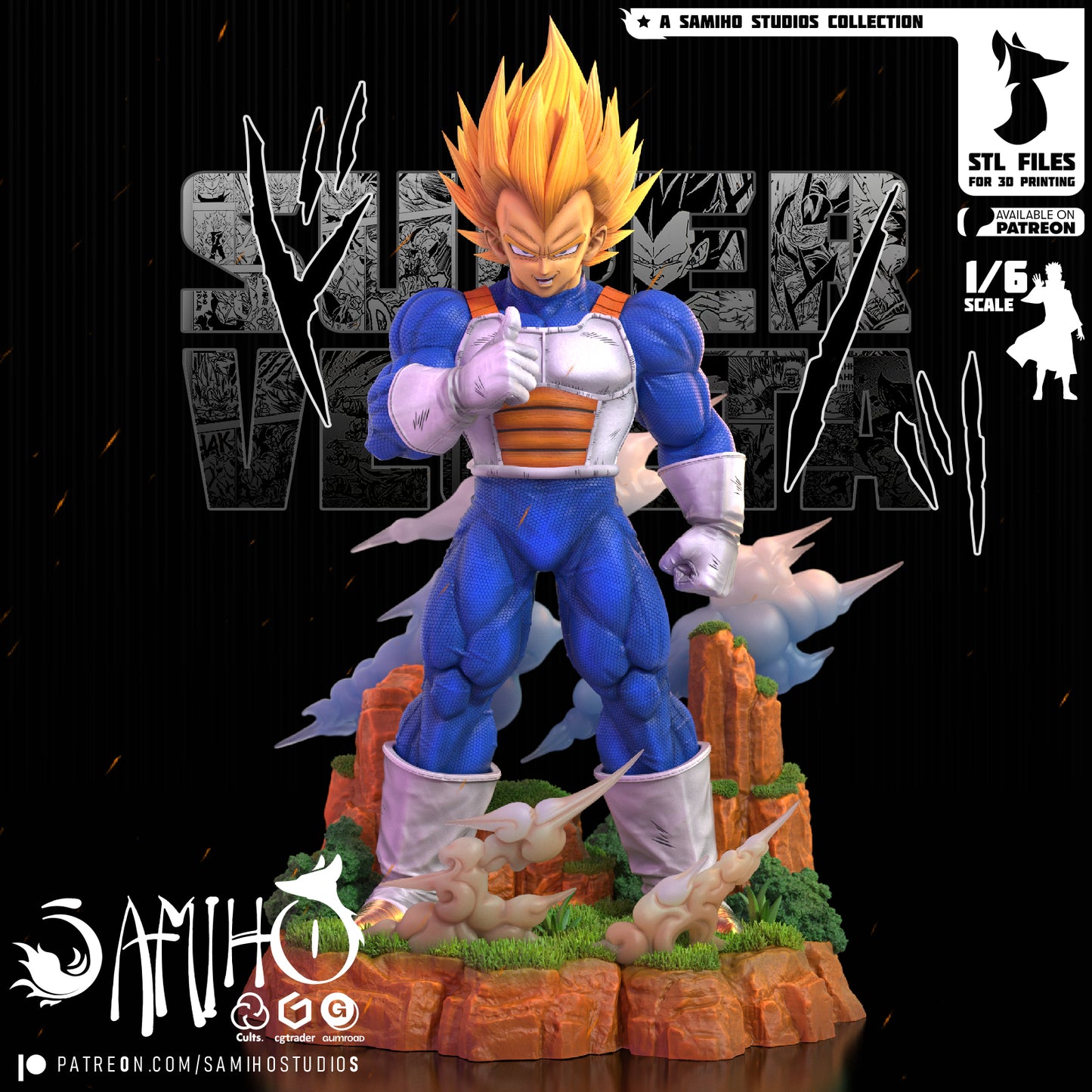 Super Vegeta - Unassembled and Unpainted Garage Kit - Model Designed by Samiho Stuidios
