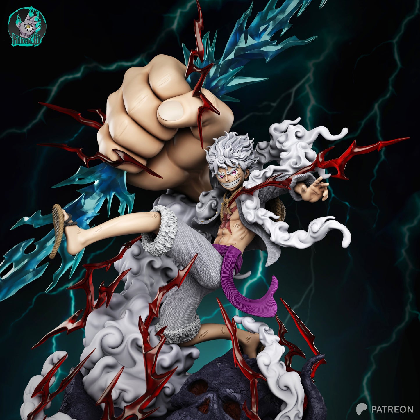 Luffy Gear 5 - Unassembled and Unpainted Garage Kit - Model Designed by Kaidan 3D