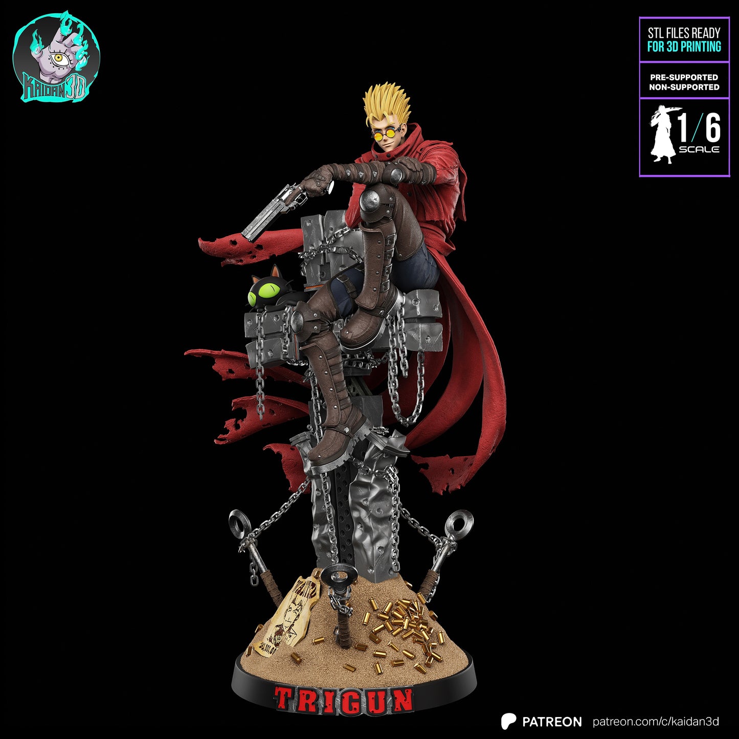 Vash (Head Variant Included) - Unassembled and Unpainted Garage Kit - Model Designed by Kaidan 3D