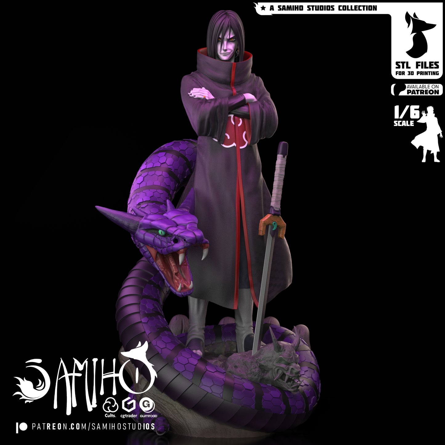 Orochimaru - Unassmebled and Unpainted Garage Kit - Model Designed by Samiho Studios