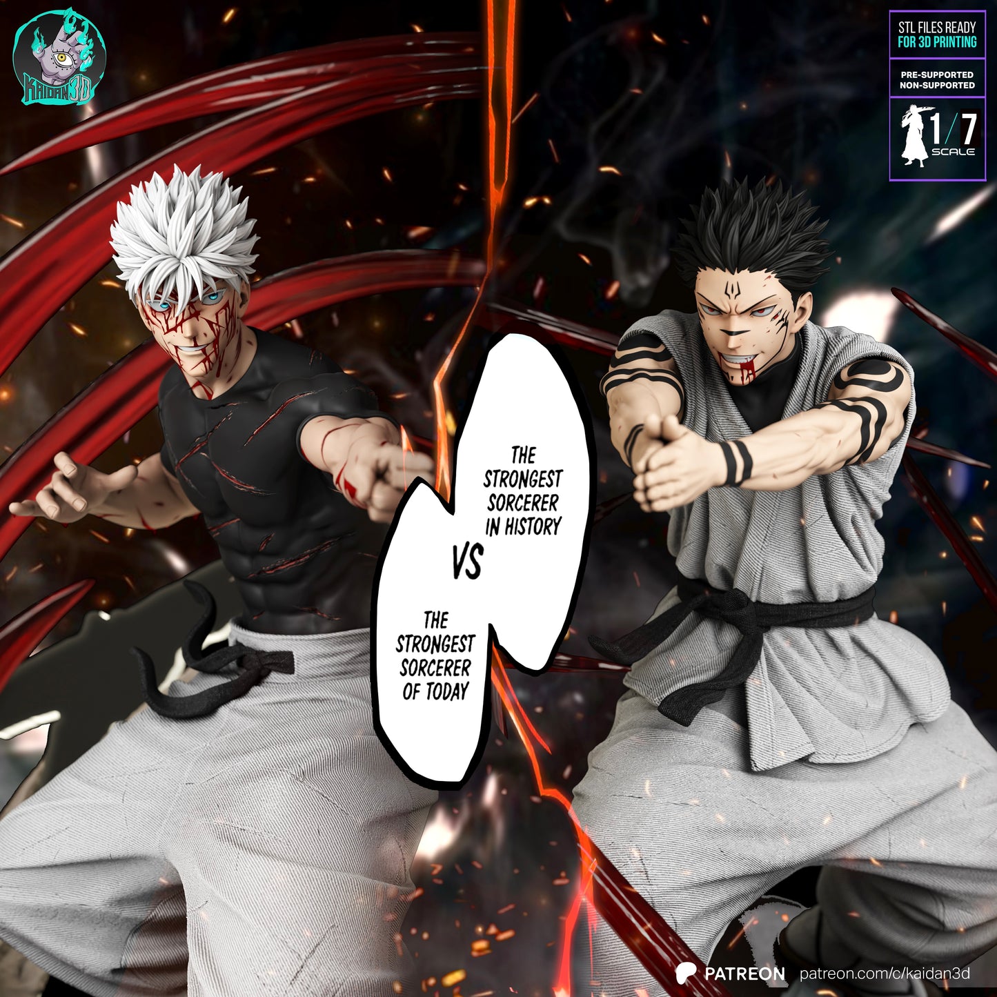 Gojo vs Sukuna - Unassembled and Unpainted Garage Kit - Model Designed by Kaidan3D