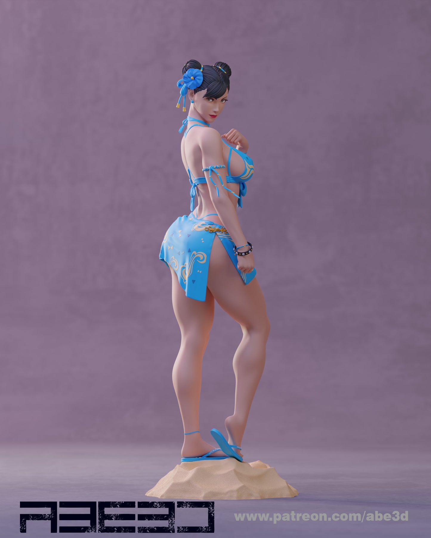 Chun Li SF5 Bikini (SKIRT INCLUDED)  - Unassembled and Unpainted Garage Kit - Model Designed by Abe3d