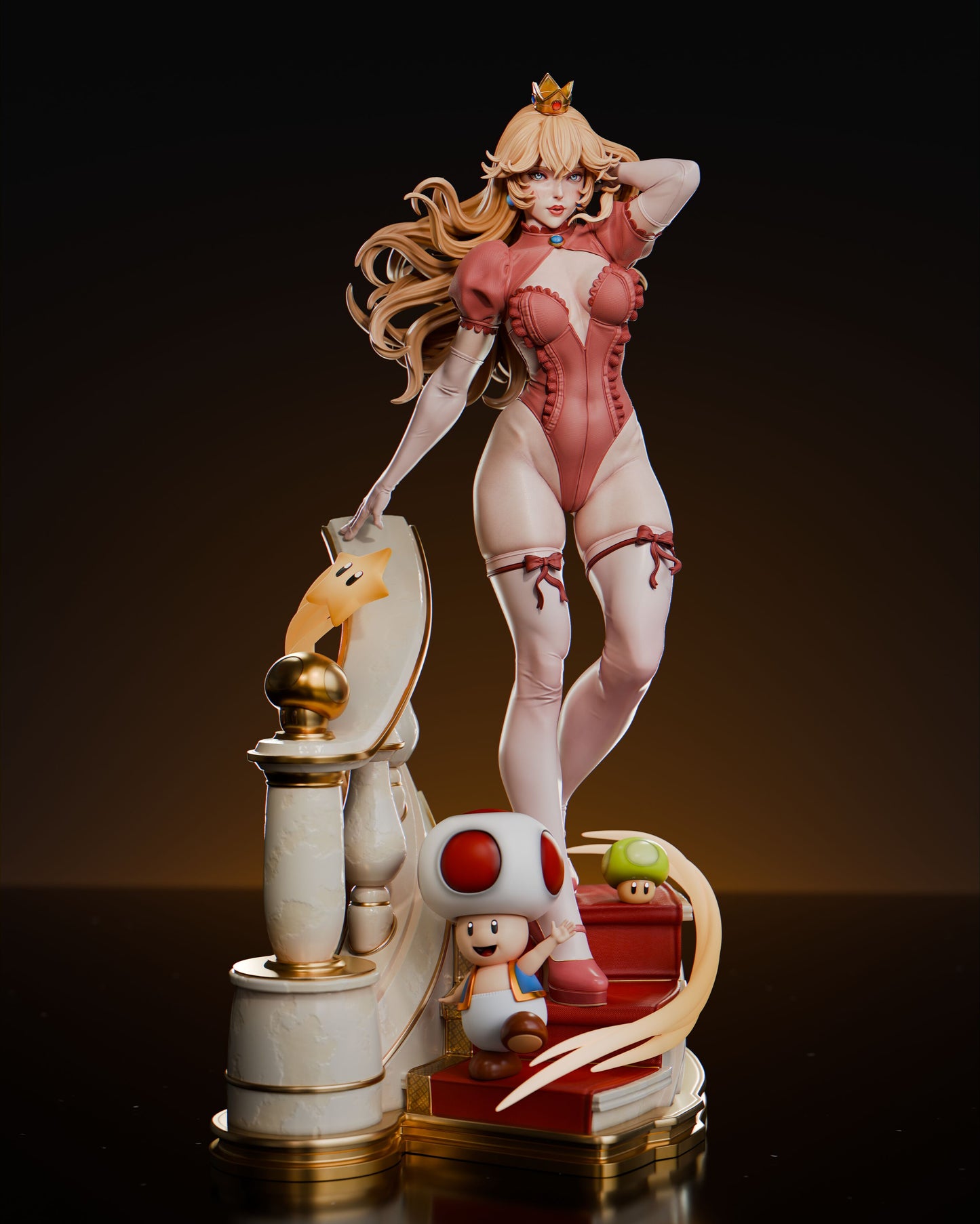 Princess Peach (SKIRT VARAINT INCLUDED)- Unassembled and Unpainted Garage Kit - Model Designed by Abe3D/Davi