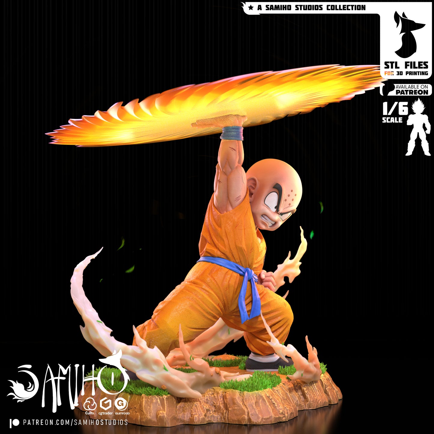 Krillin - Unassembled and Unpainted Garage Kit - Model Designed by Samiho Studios
