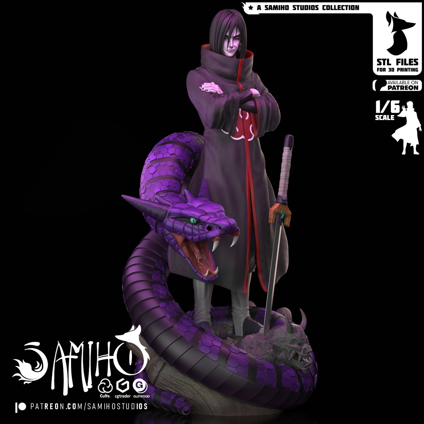 Orochimaru - Unassmebled and Unpainted Garage Kit - Model Designed by Samiho Studios