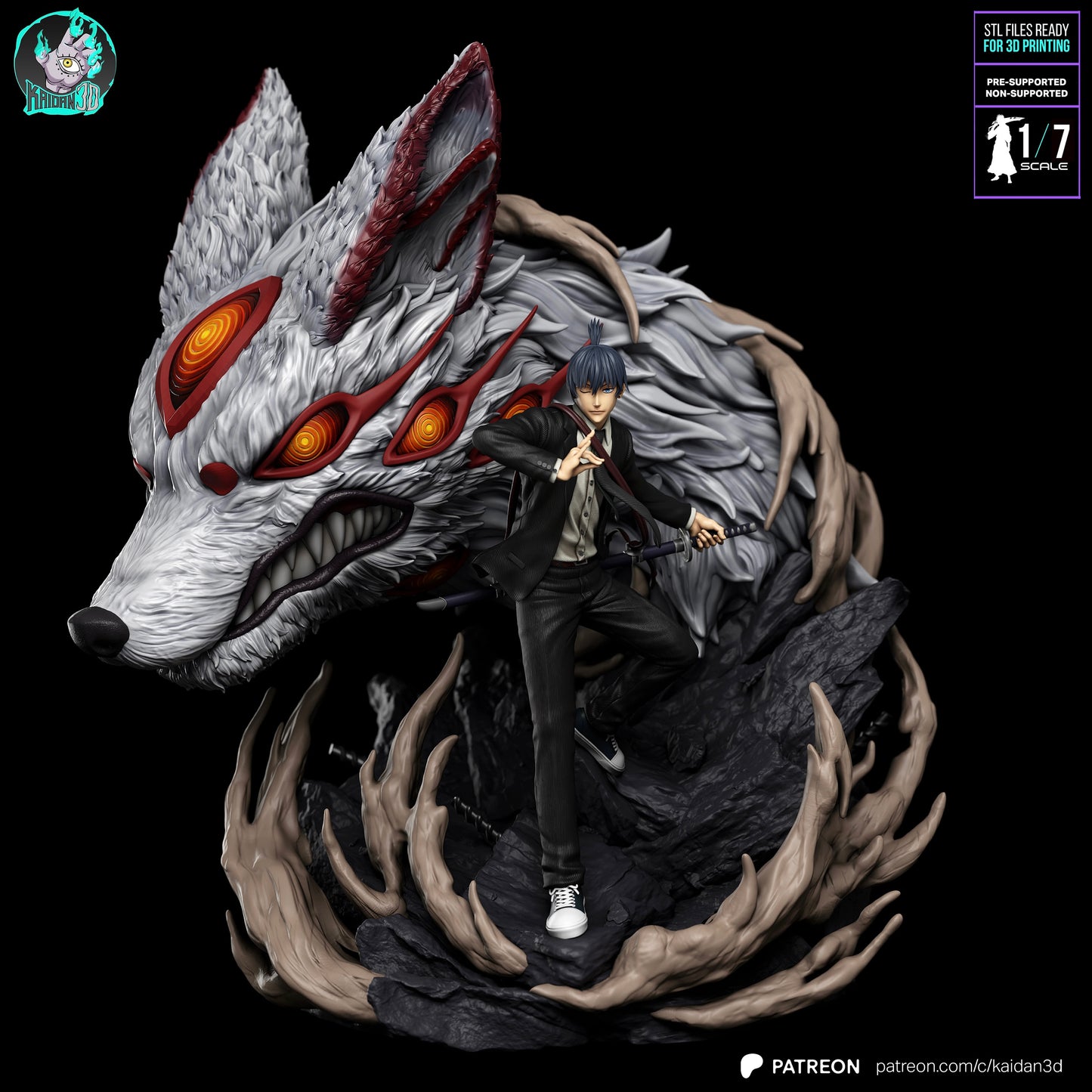 Aki x Fox Devil - Unassembled and Unpainted Garage Kit - Model Designed by Kaidan3D