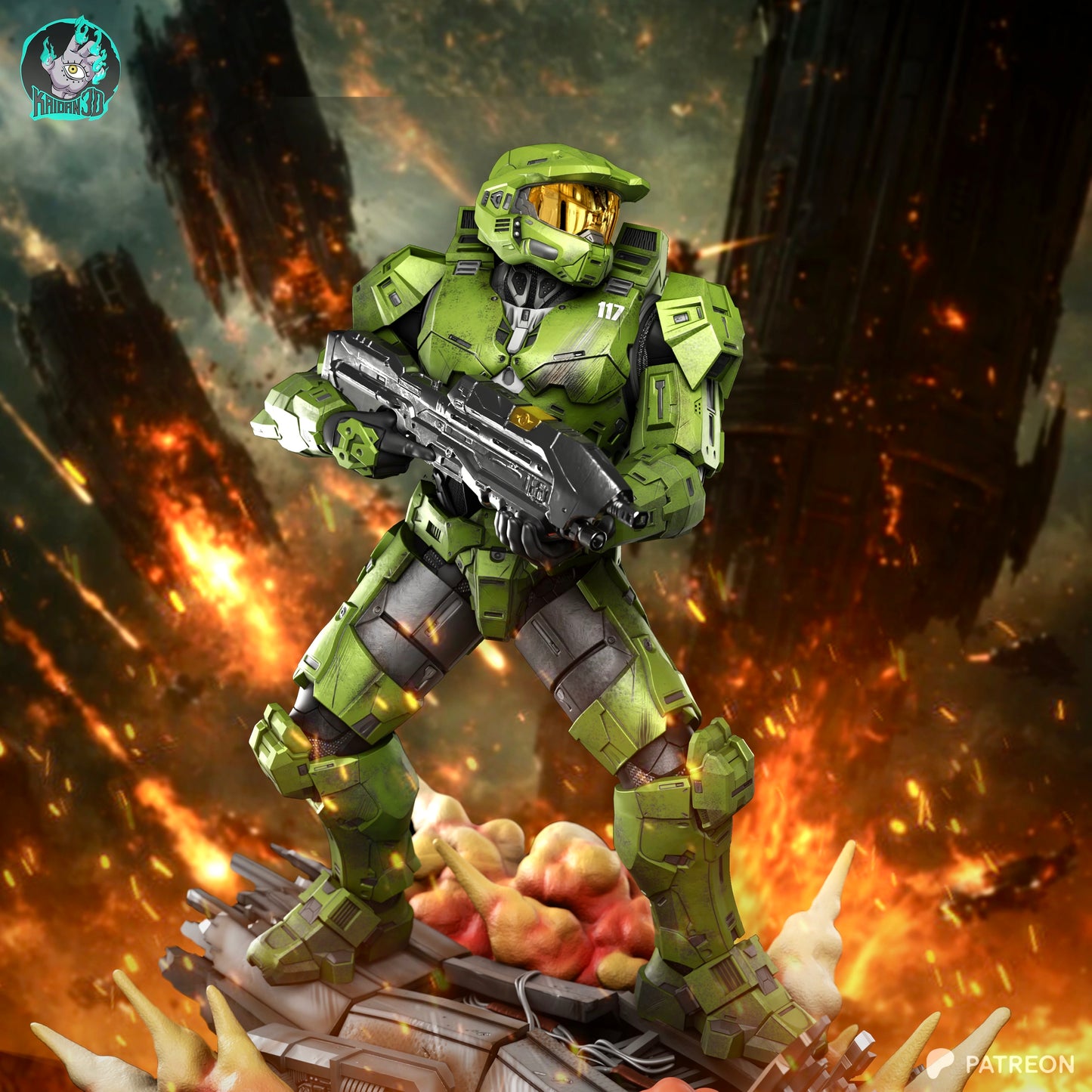 Master Chief - Unassembled and Unpainted Garage Kit - Model Designed by Kaidan3D