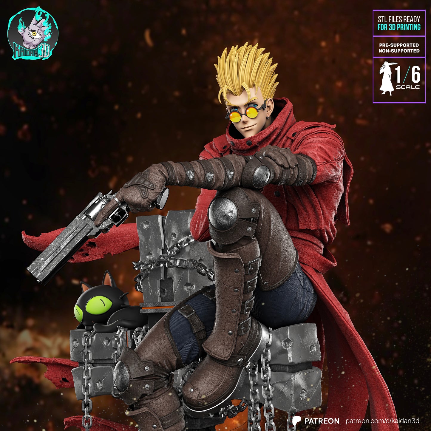 Vash (Head Variant Included) - Unassembled and Unpainted Garage Kit - Model Designed by Kaidan 3D