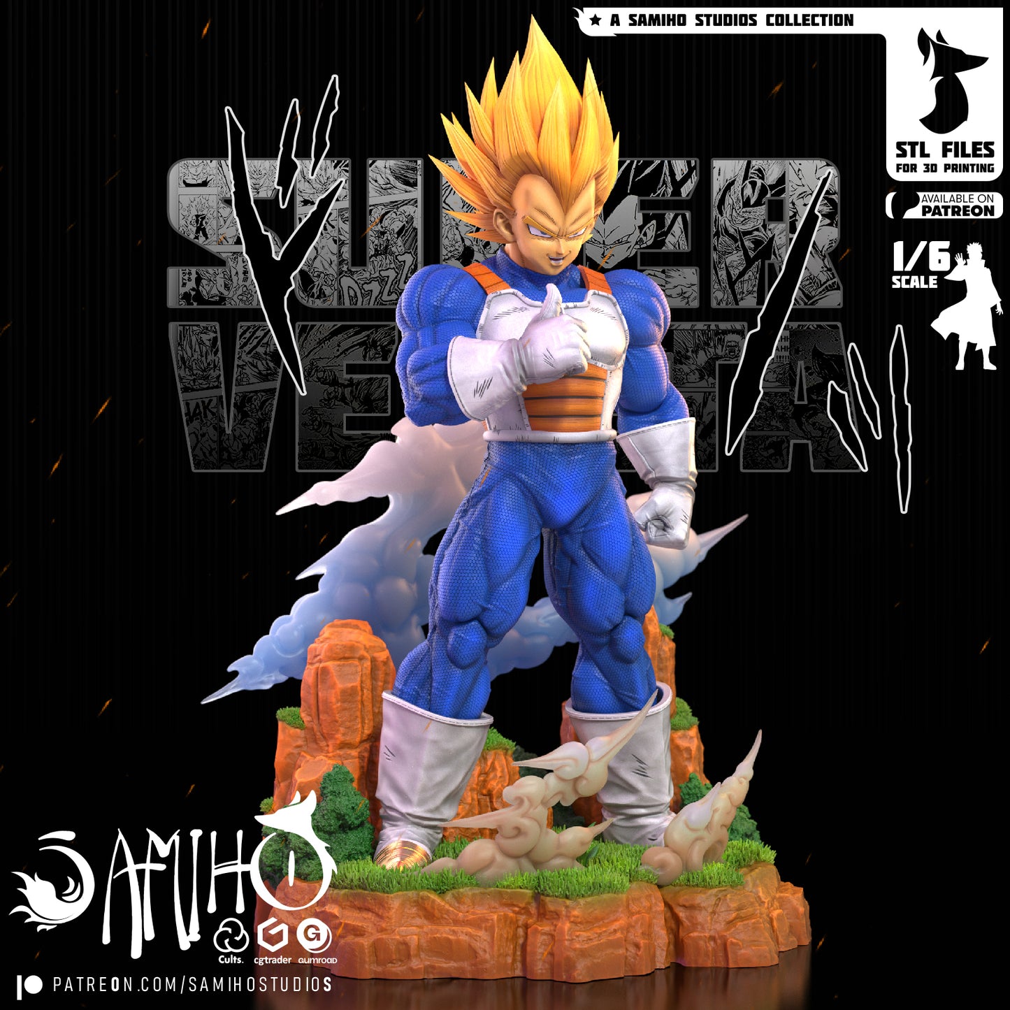 Super Vegeta - Unassembled and Unpainted Garage Kit - Model Designed by Samiho Stuidios