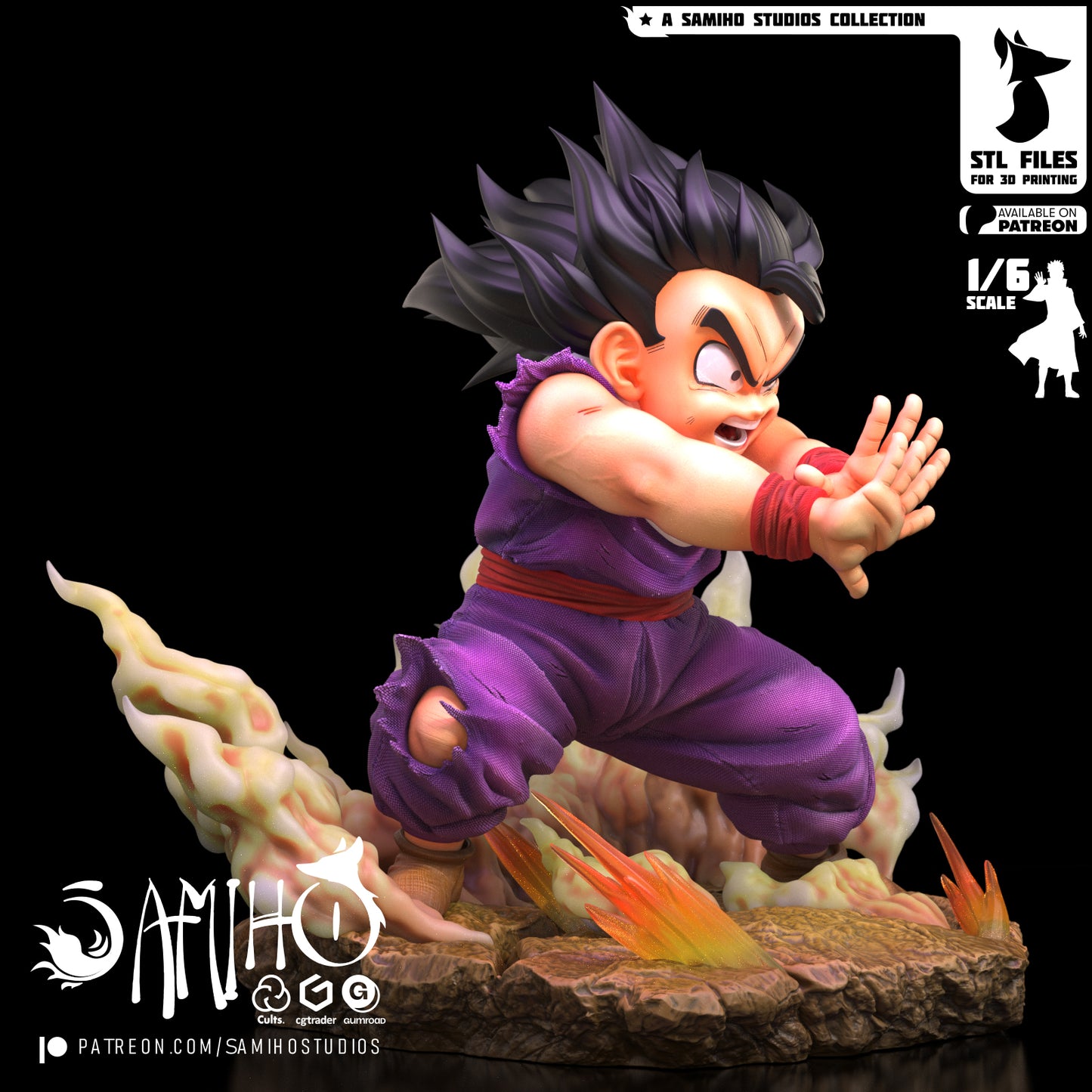 Kid Gohan (Masenko Included) - Unassembled and Unpainted Garage Kit - Model Designed by Samiho Studios