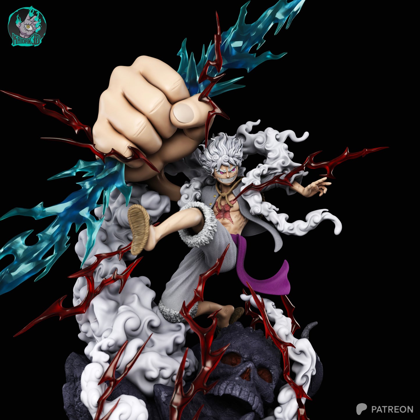 Luffy Gear 5 - Unassembled and Unpainted Garage Kit - Model Designed by Kaidan 3D