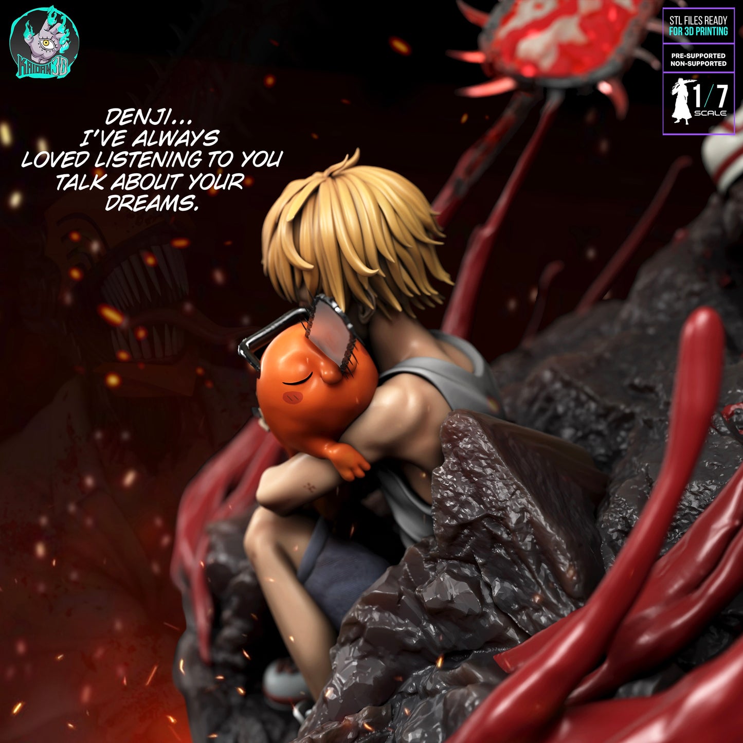 Chainsaw Man - Unassembled and Unpainted Garage Kit - Model Designed By Kaidan3D