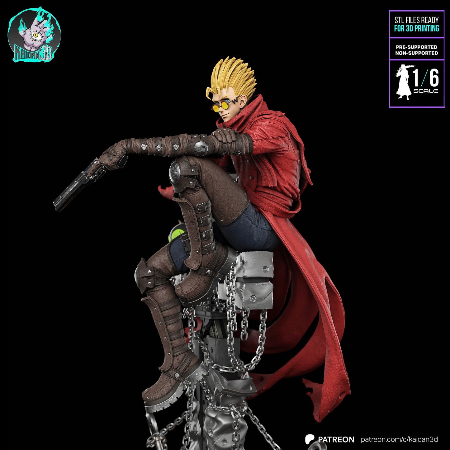 Vash (Head Variant Included) - Unassembled and Unpainted Garage Kit - Model Designed by Kaidan 3D