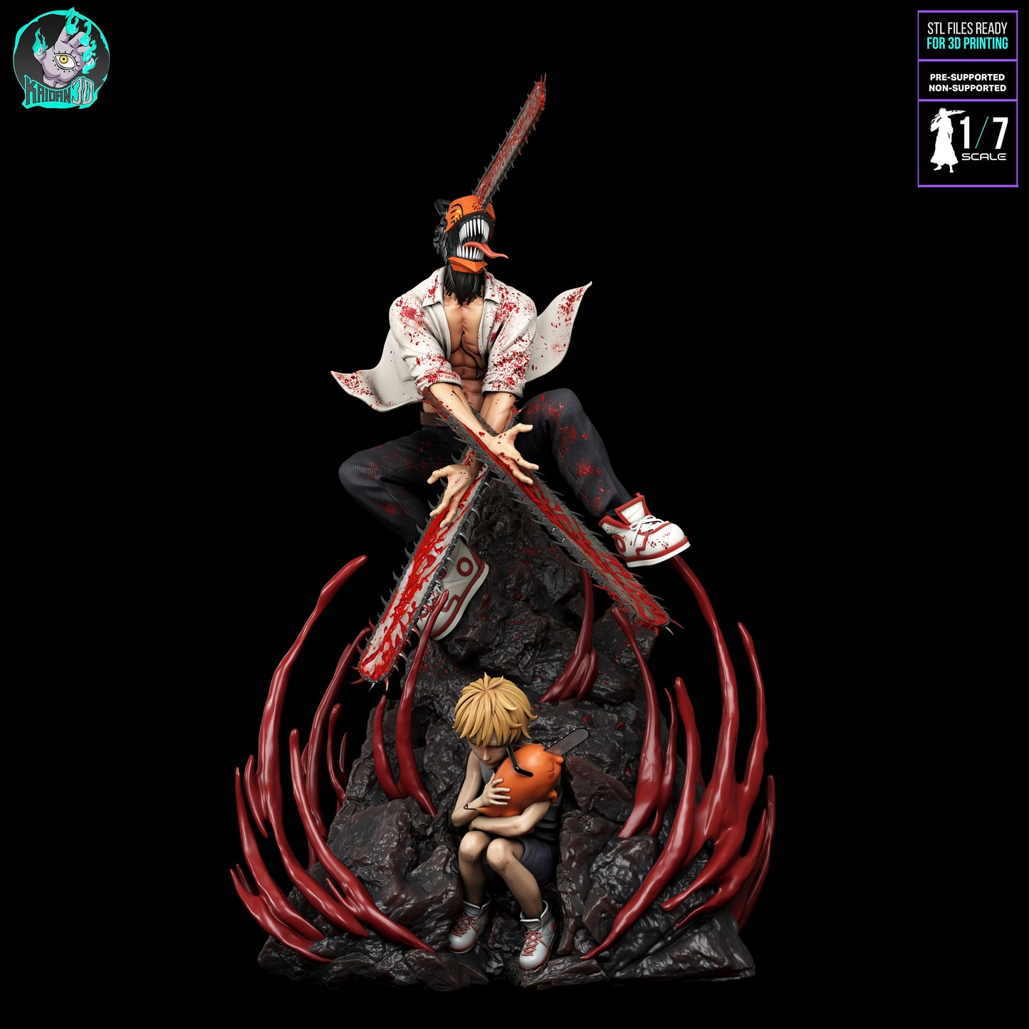 Chainsaw Man - Unassembled and Unpainted Garage Kit - Model Designed By Kaidan3D