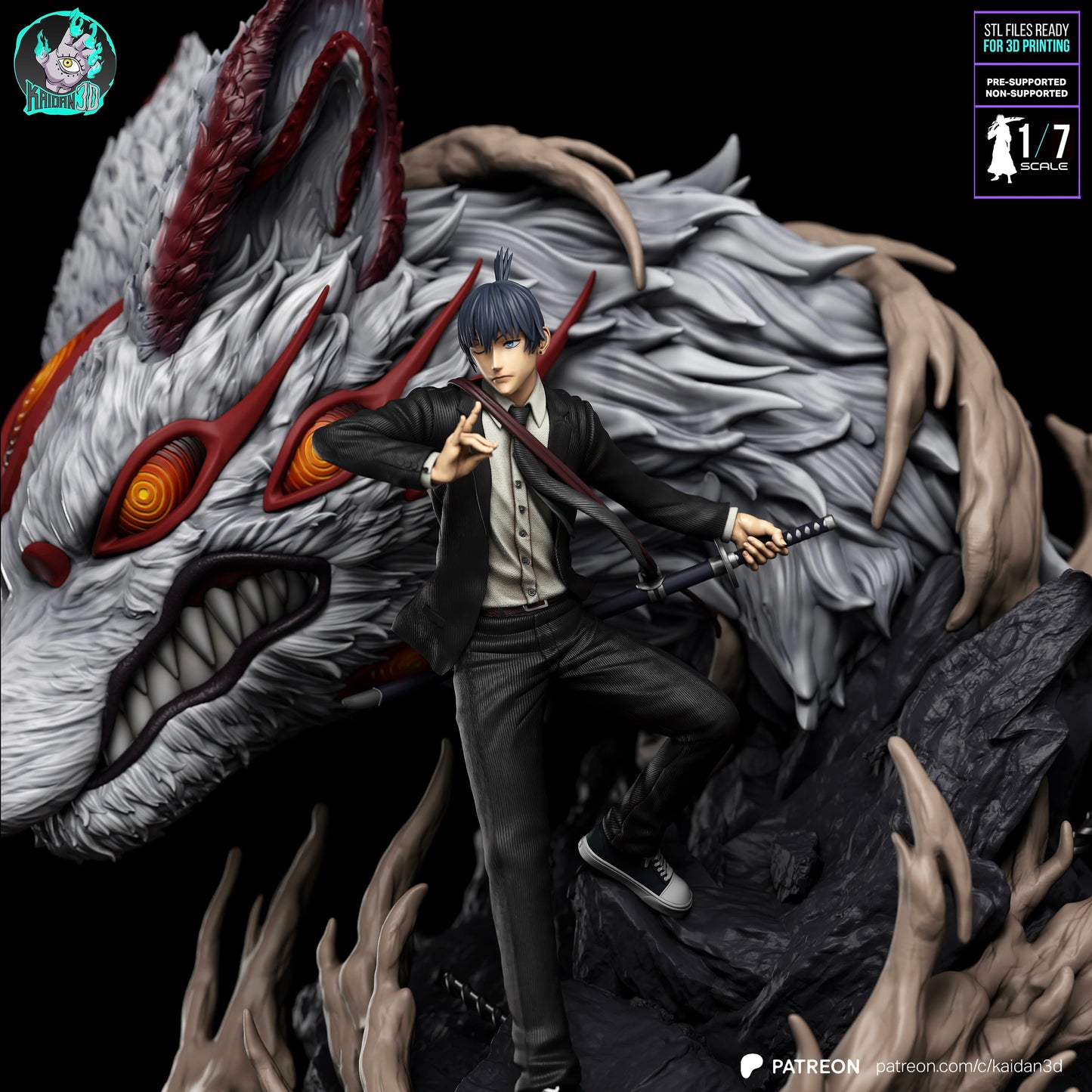 Aki x Fox Devil - Unassembled and Unpainted Garage Kit - Model Designed by Kaidan3D