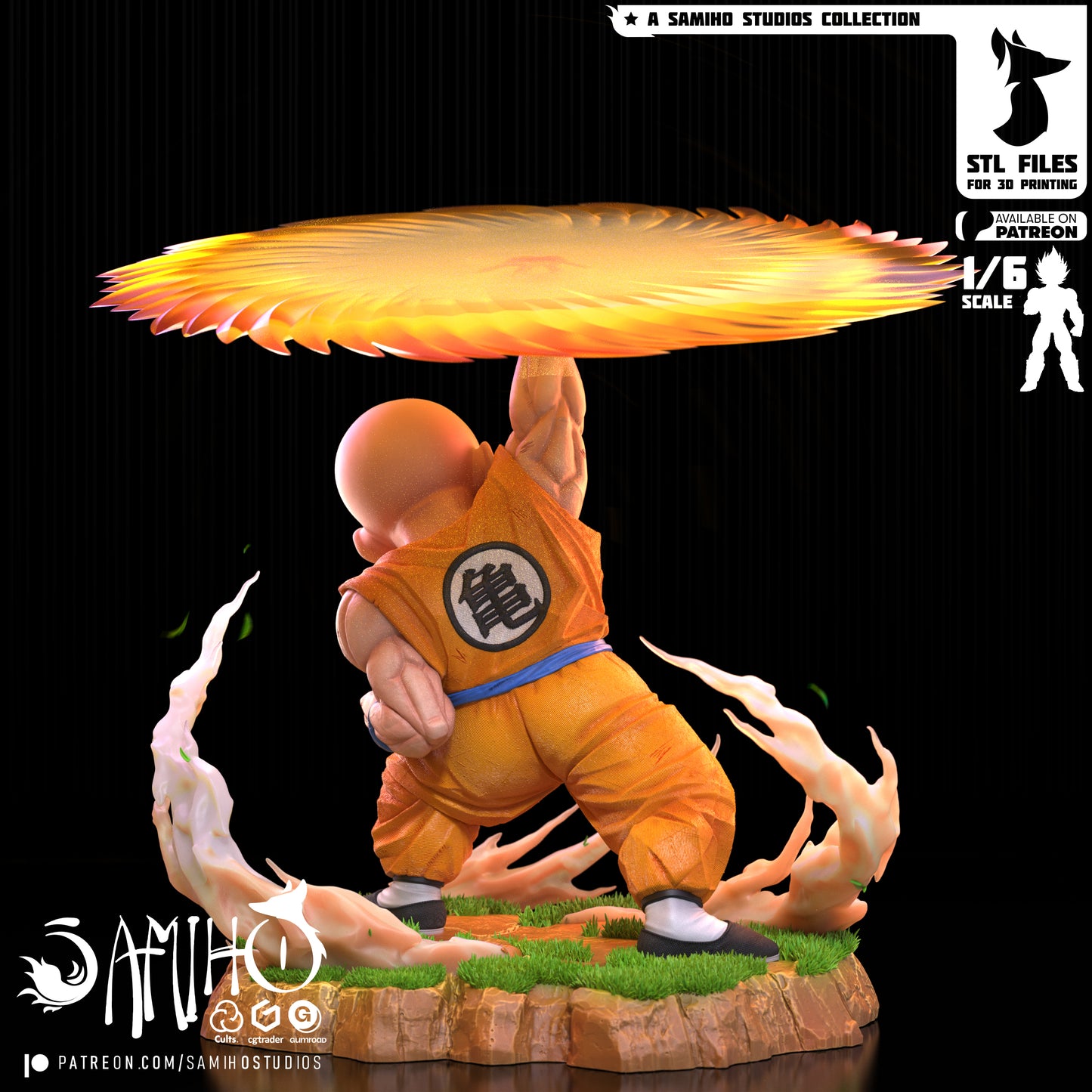 Krillin - Unassembled and Unpainted Garage Kit - Model Designed by Samiho Studios
