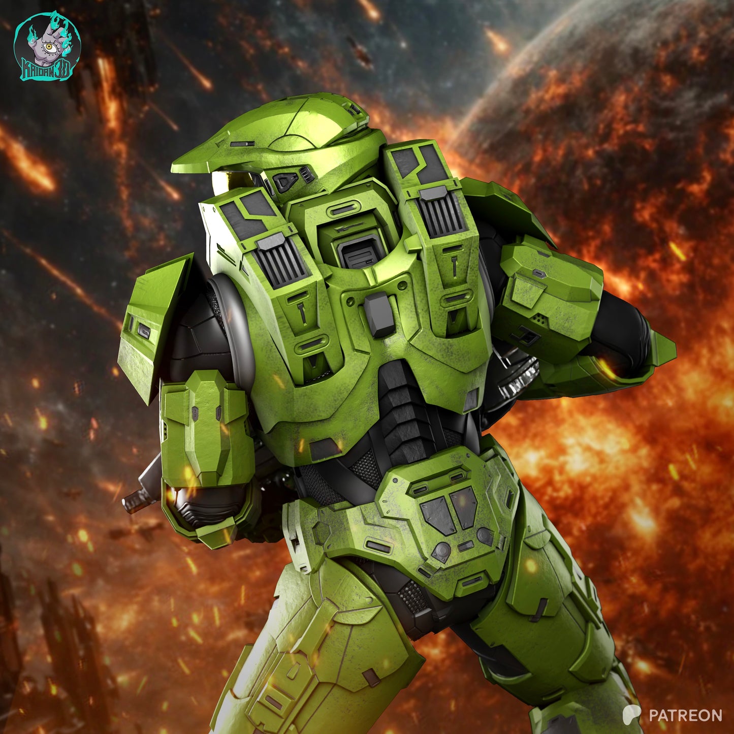 Master Chief - Unassembled and Unpainted Garage Kit - Model Designed by Kaidan3D