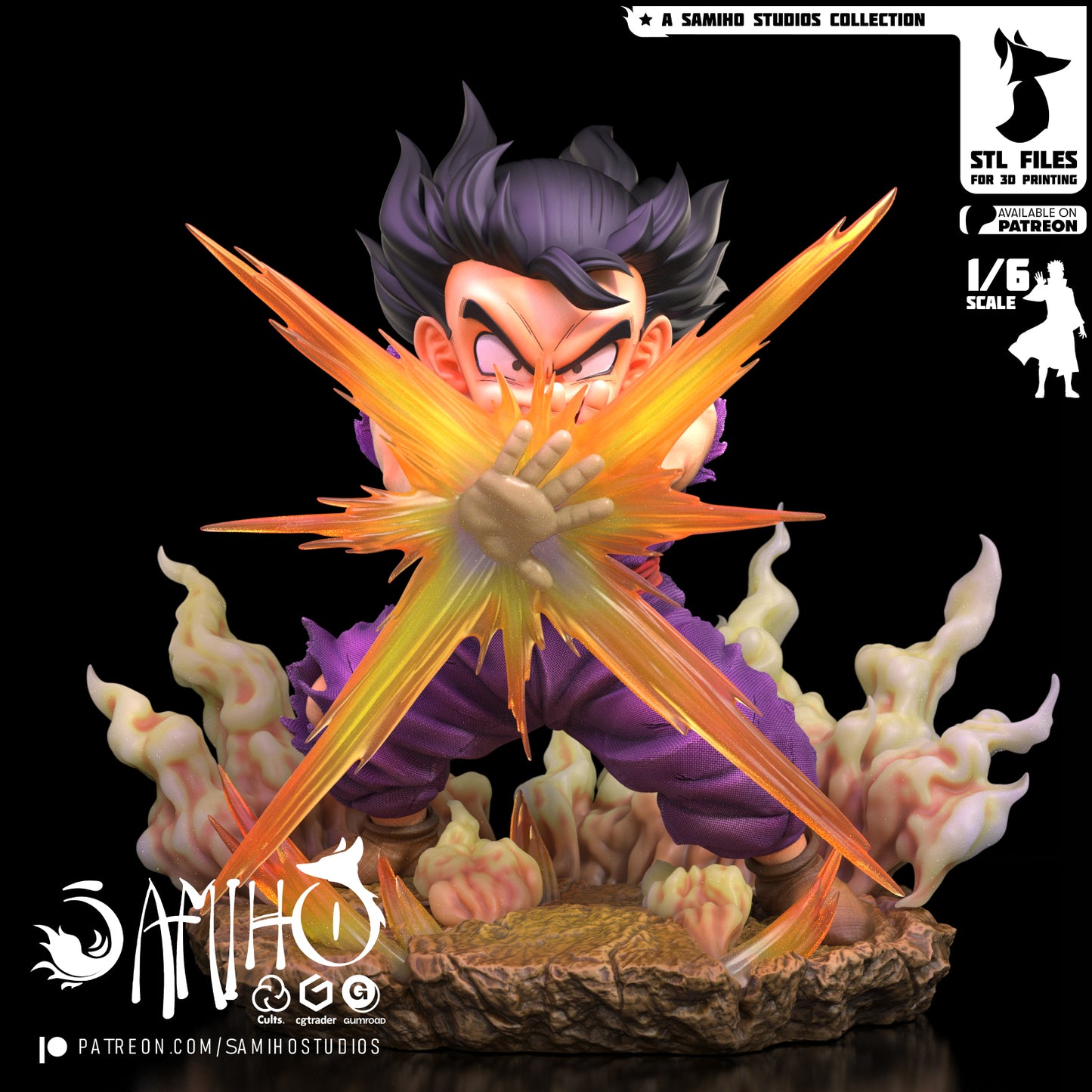 Kid Gohan (Masenko Included) - Unassembled and Unpainted Garage Kit - Model Designed by Samiho Studios